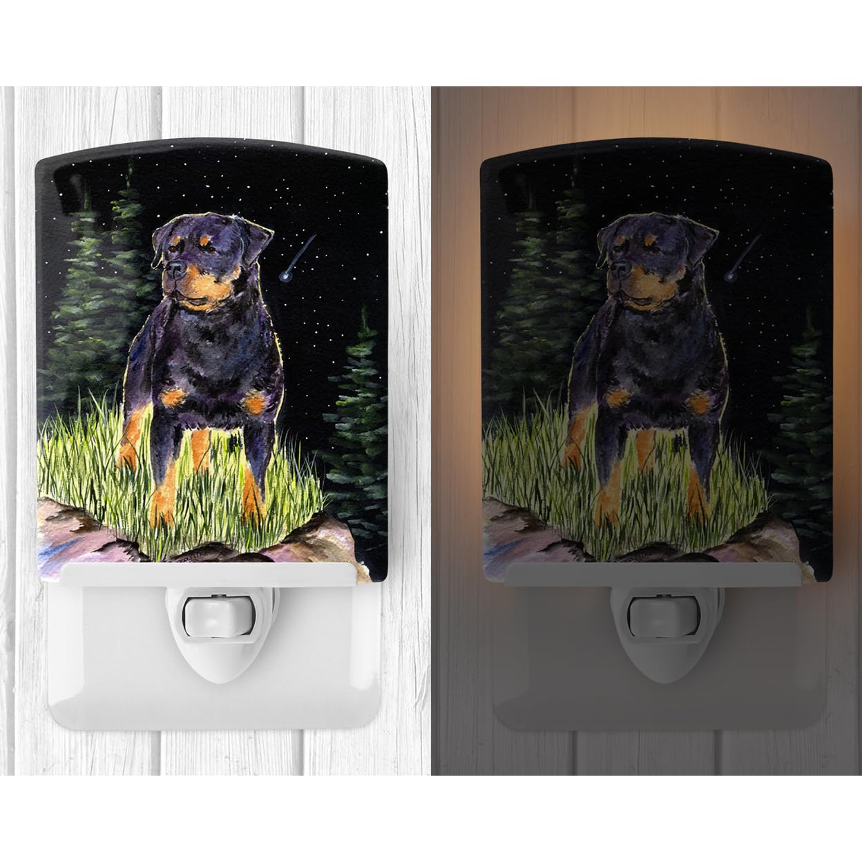 Carolines Treasures Ceramic Night Light, Rottweiler, 6x4x3 inches, Model SS8475CNL, UL-Certified, Ideal for Bedroom, Bathroom, Nursery