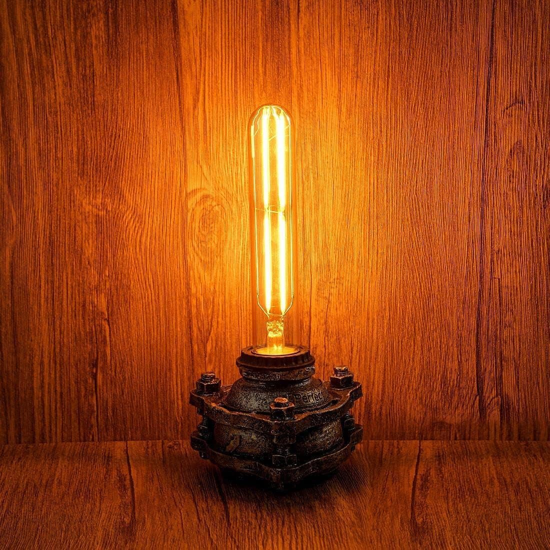 VCTC Lighting Dimmable T10 Amber Vintage Edison Bulb, Glass, 2200K, 7.3in, E26 Base, 4-Pack