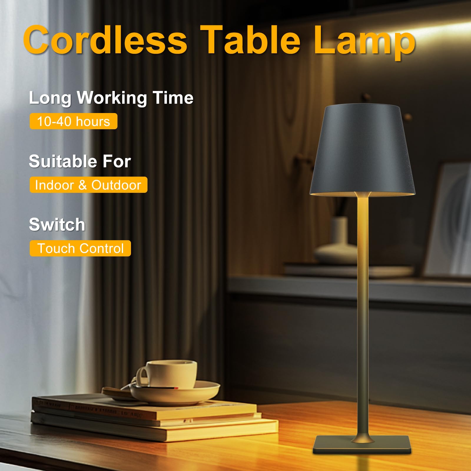 2 Pack Rechargeable Table Lamp - Cordless Led Lamp With 6000Mah Battery Operated Led Desk Lamp, Portable Table Light Outdoor For