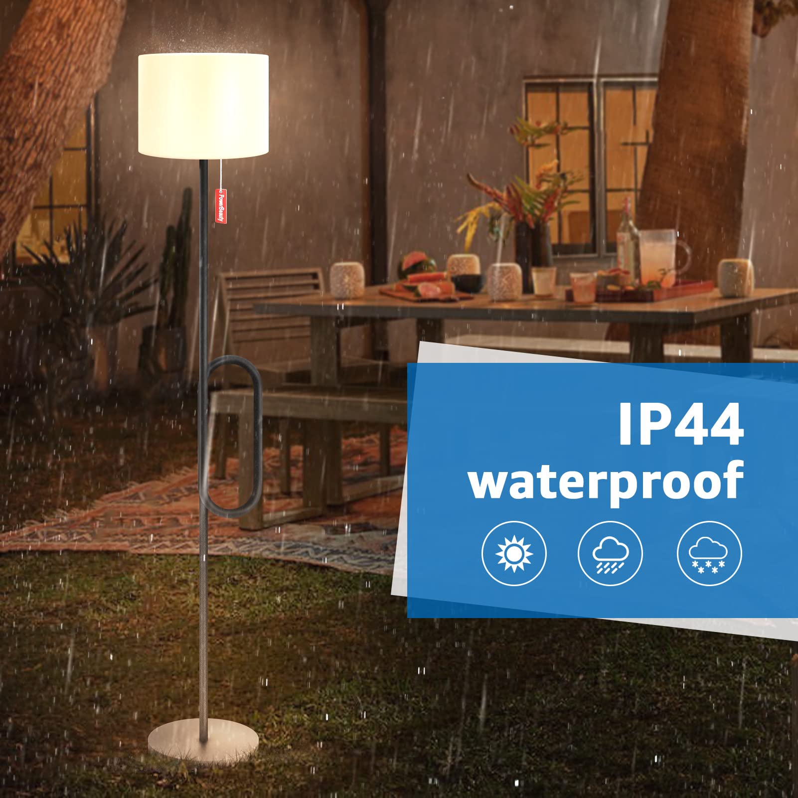 NiceBuy Solar Outdoor Floor Lamp for Patio Waterproof Solar Power Outdoor Lamps Cordless Battery Operated USB Rechargeable,RGB C