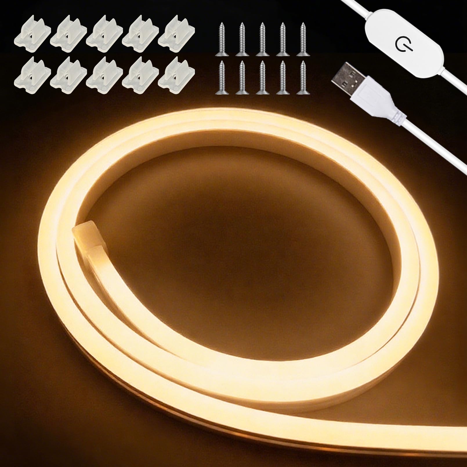 Zslaifu Usb Led Light Strip  16.4Ft 5V Warm Led Strip Lights  Dimmable Mirror Led Lights Strip  Usb Light For Bedroom  Cabinet  Kitchen  Diy Lighting (Power Adapter Not Included)