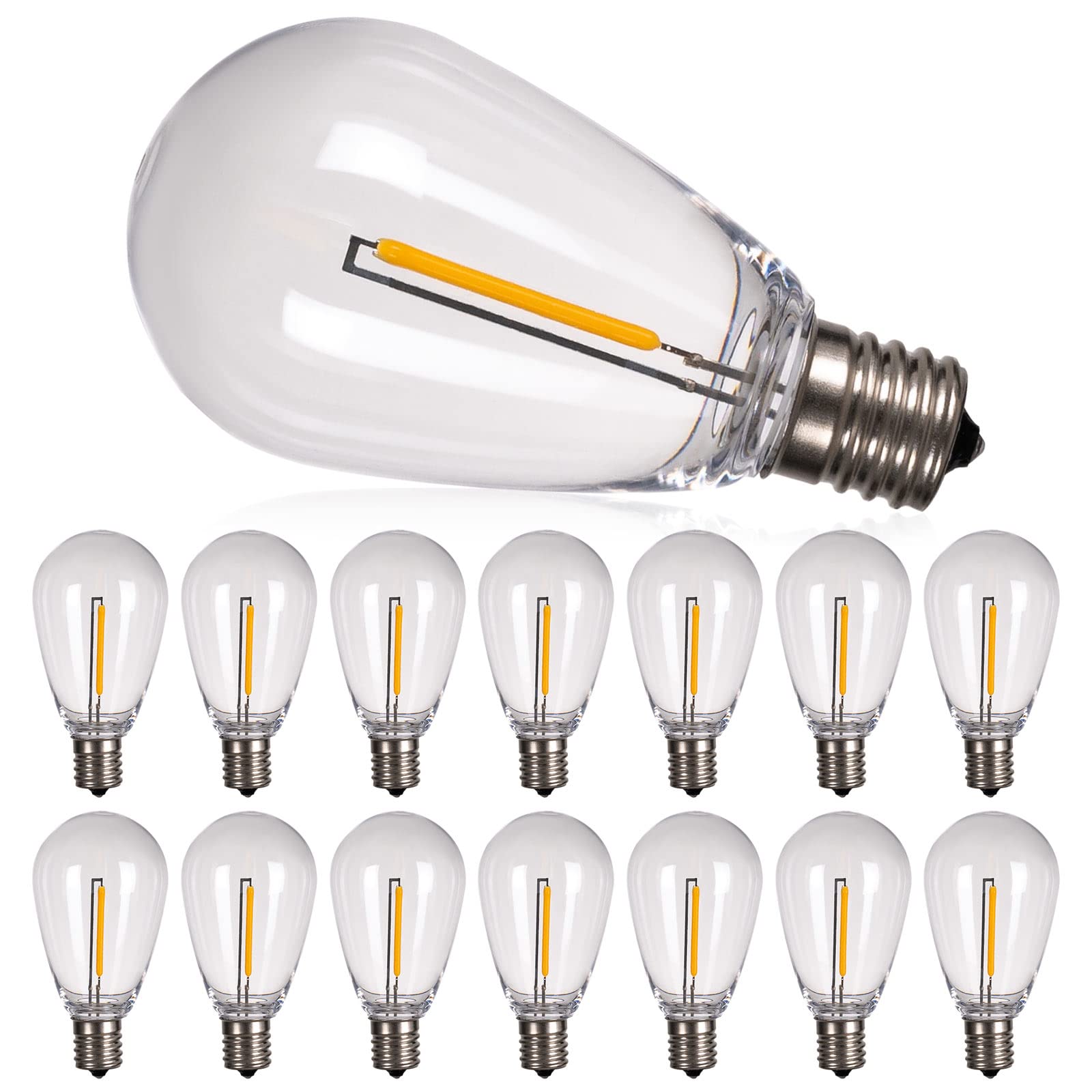 Addlon Led Replacement Bulbs 1W S14,15 Pack Waterproof E17 Screw Base For Outdoor Led String Lights Shatterproof