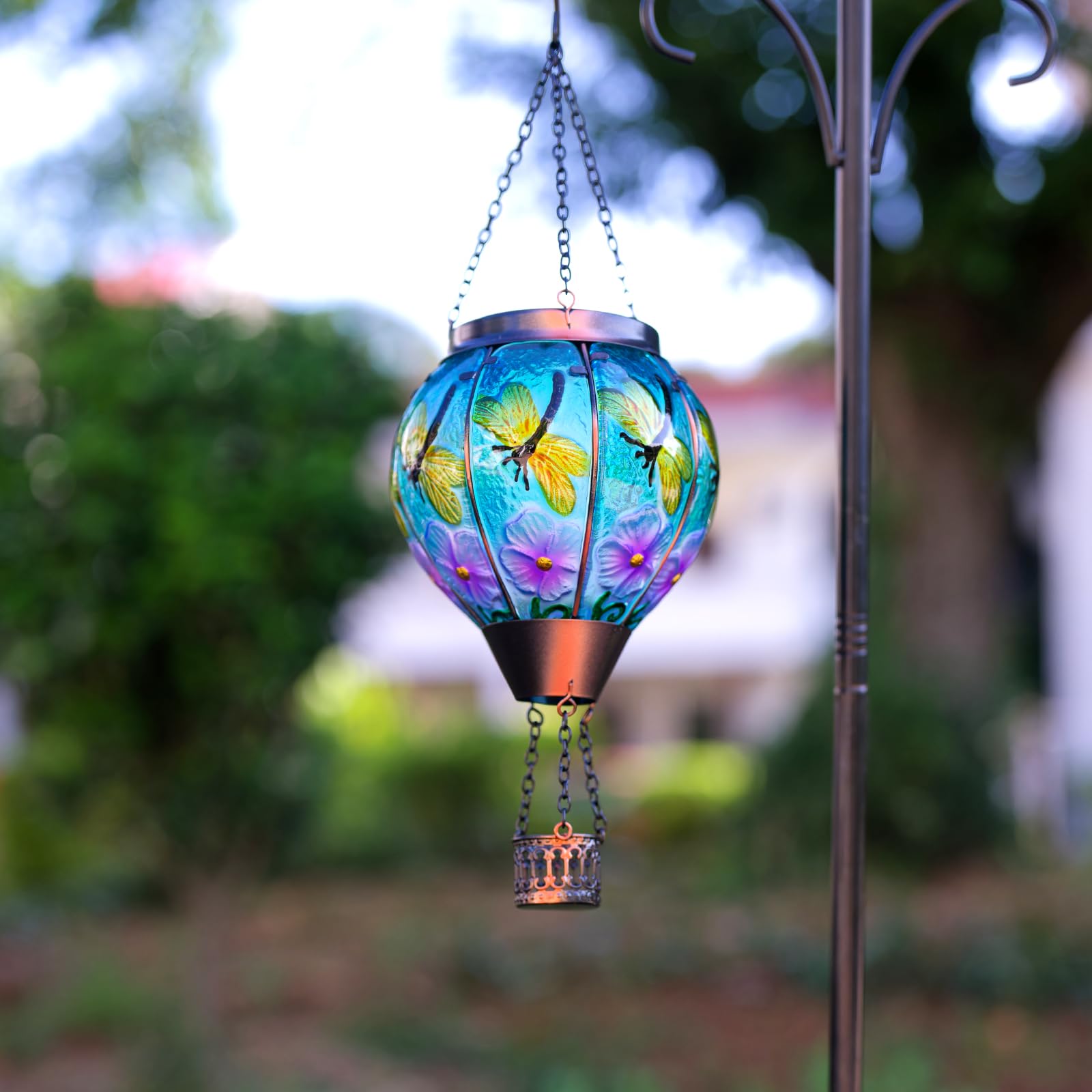 Dreamskip 2 Pack Dragonfly Hot Air Balloon Solar Lantern Outdoor Waterproof  Glass Balloon Lanterns For Outside  Decorative Hanging Solar Lights Patio Garden Yard Gift For Women Moms
