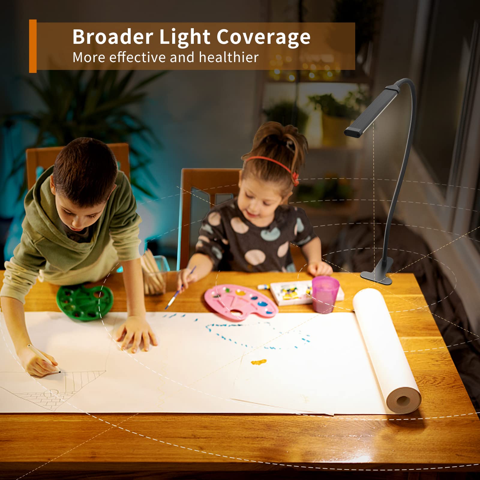 Izell Led Desk Lamp [2-Pack] - 77 Leds, 3 Color Modes, 10 Brightness Levels, Flexible Gooseneck, Black, Model Tbl725-Bk-Us
