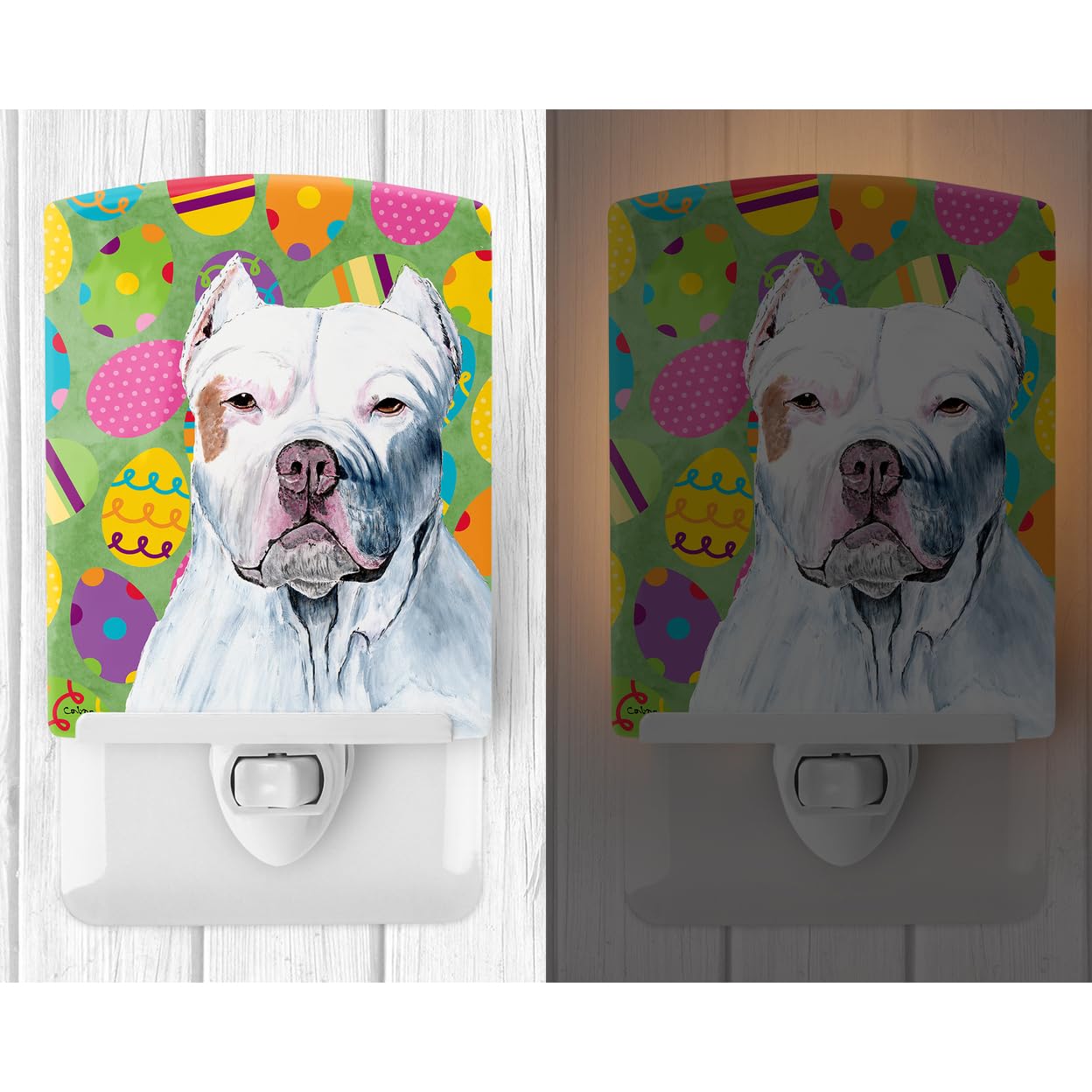 Carolines Treasures Ceramic Night Light, Pit Bull Design, UL-Certified, 6x4x3in, Multicolor, Model SC9461CNL