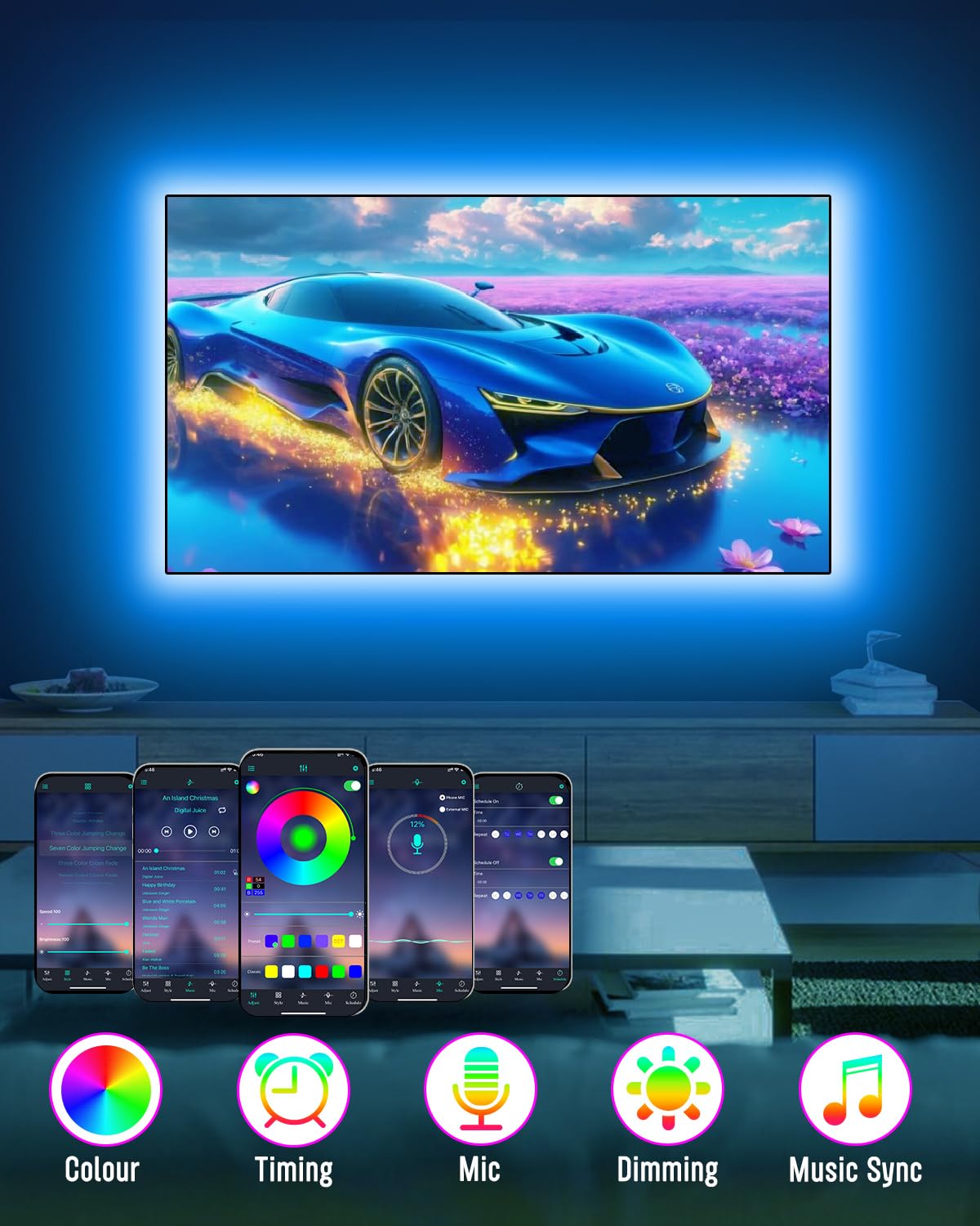 Led Lights For Led Tv Backlight, 9.8 Ft Led Lights For Tv 32-60 Inch Led Tv Light Behind Usb Rgb Color Changing Led Strip Lights