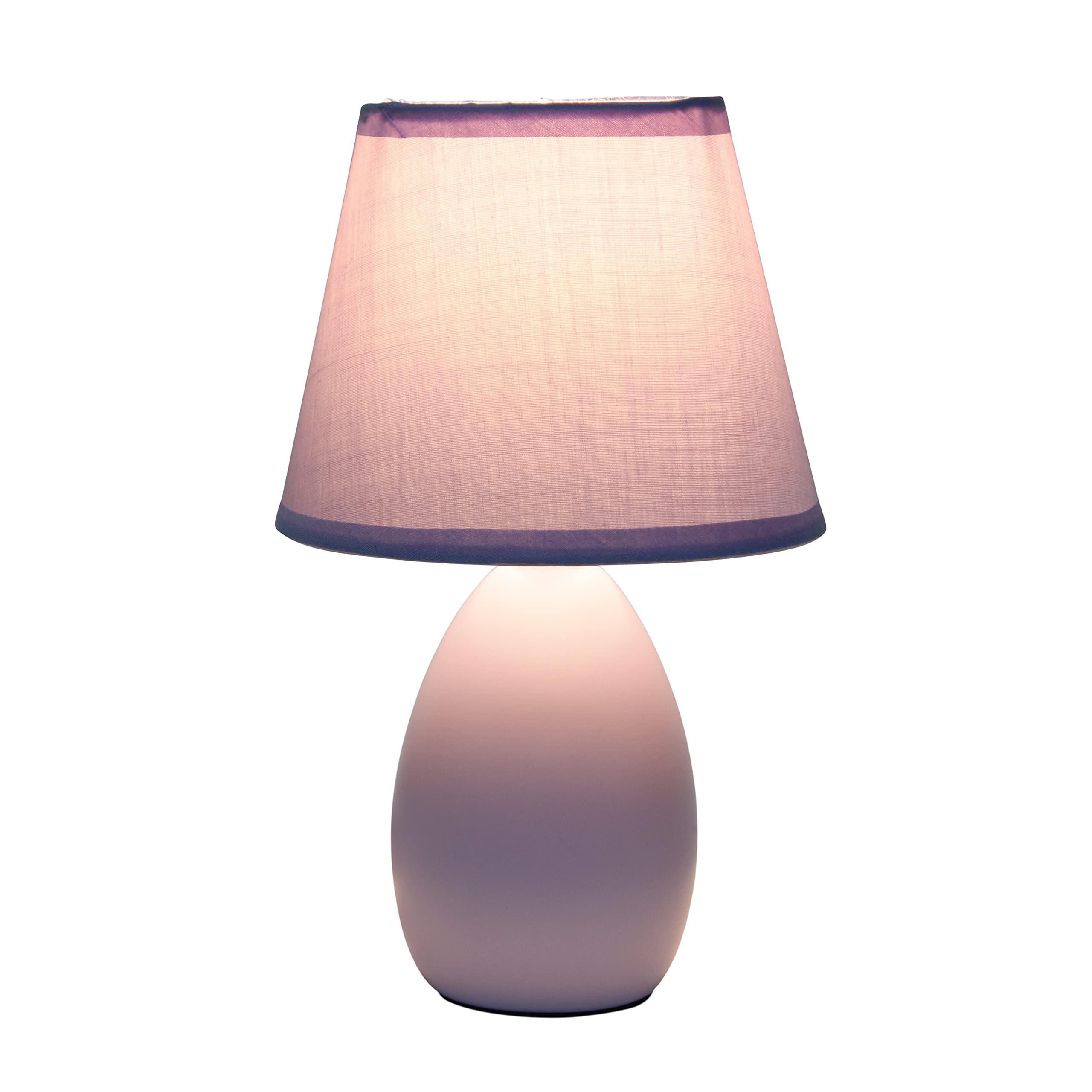 Simple Designs Lt2009-Prp Mini Egg Oval Ceramic Table Desk Lamp, Purple