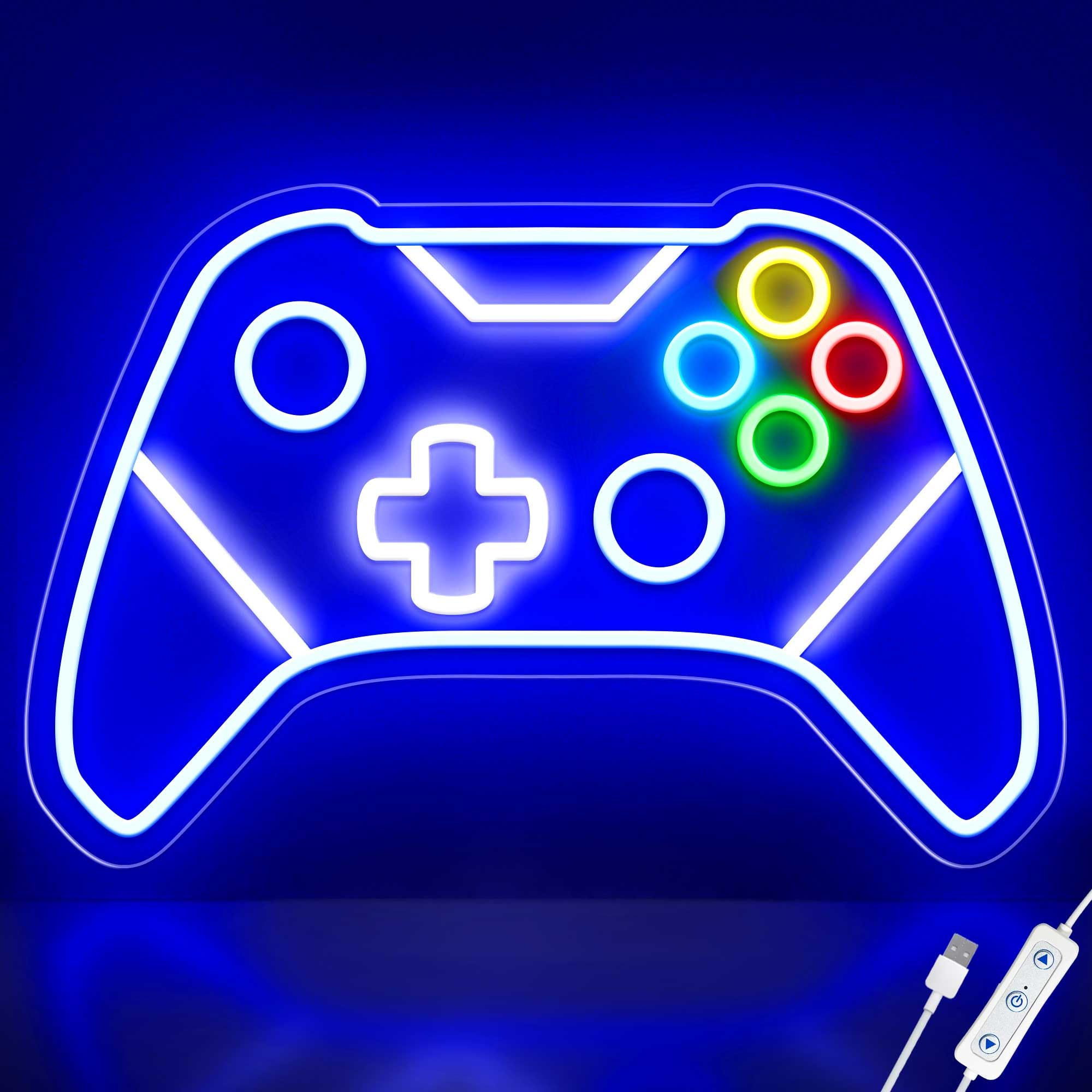 CULOIS Gamer Neon Sign, USB Powered LED, Acrylic, 16x10.5 inch, Blue/White for Game Room Decor