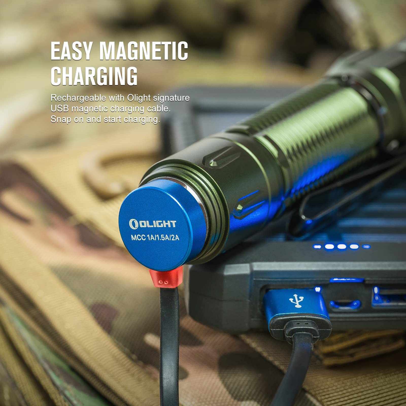 Olight Warrior 3S 2300 Lumens Rechargeable Tactical Flashlight, Compact Dual-Switches Led Bright Light With Proximity Sensor, Po