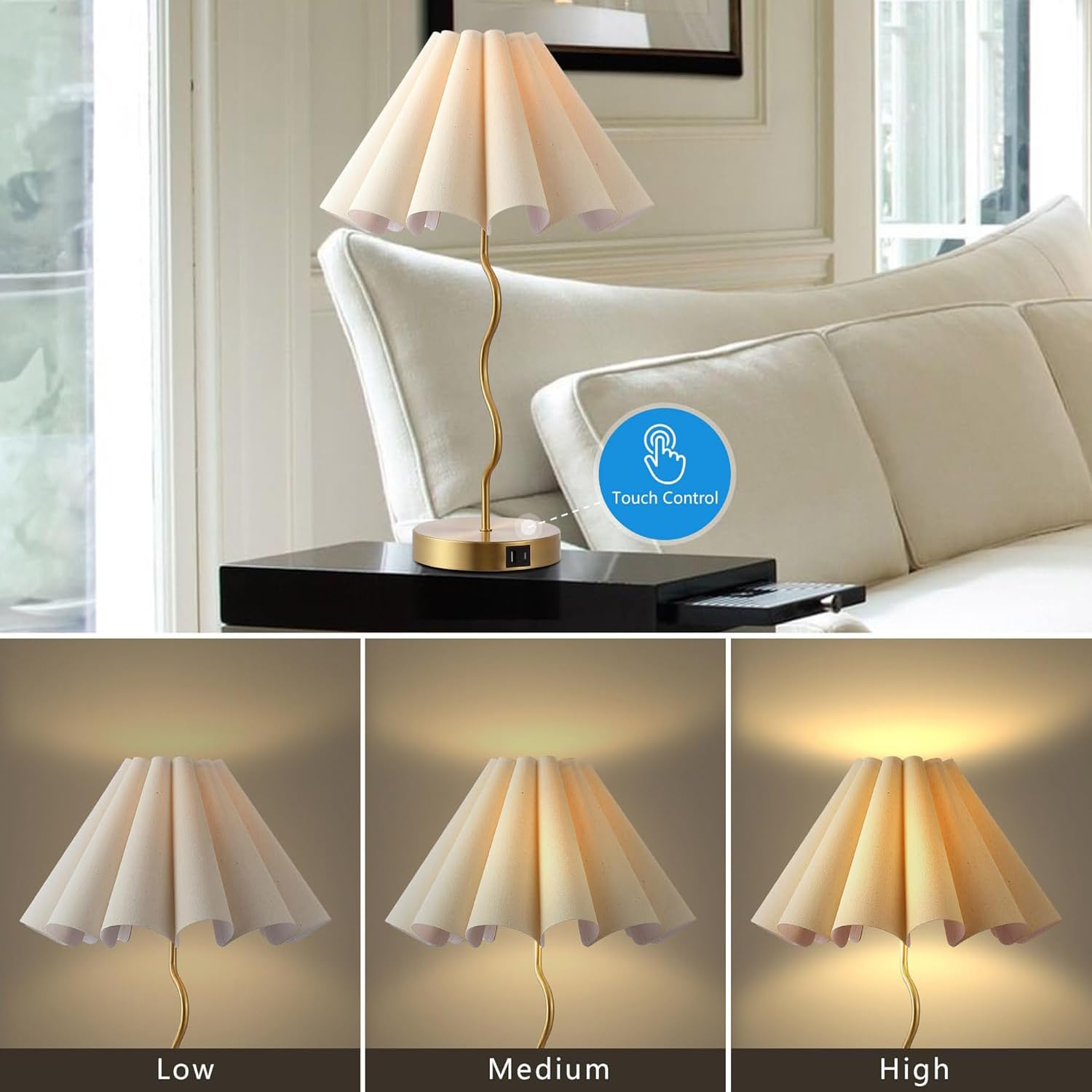 Eoeyyoyb Table Lamps For Bedroom Living Room Gold Lamps Set Of 2 Modern Touch Dimmable Lamp For End Table Bedside Night Stand Gold Lamp