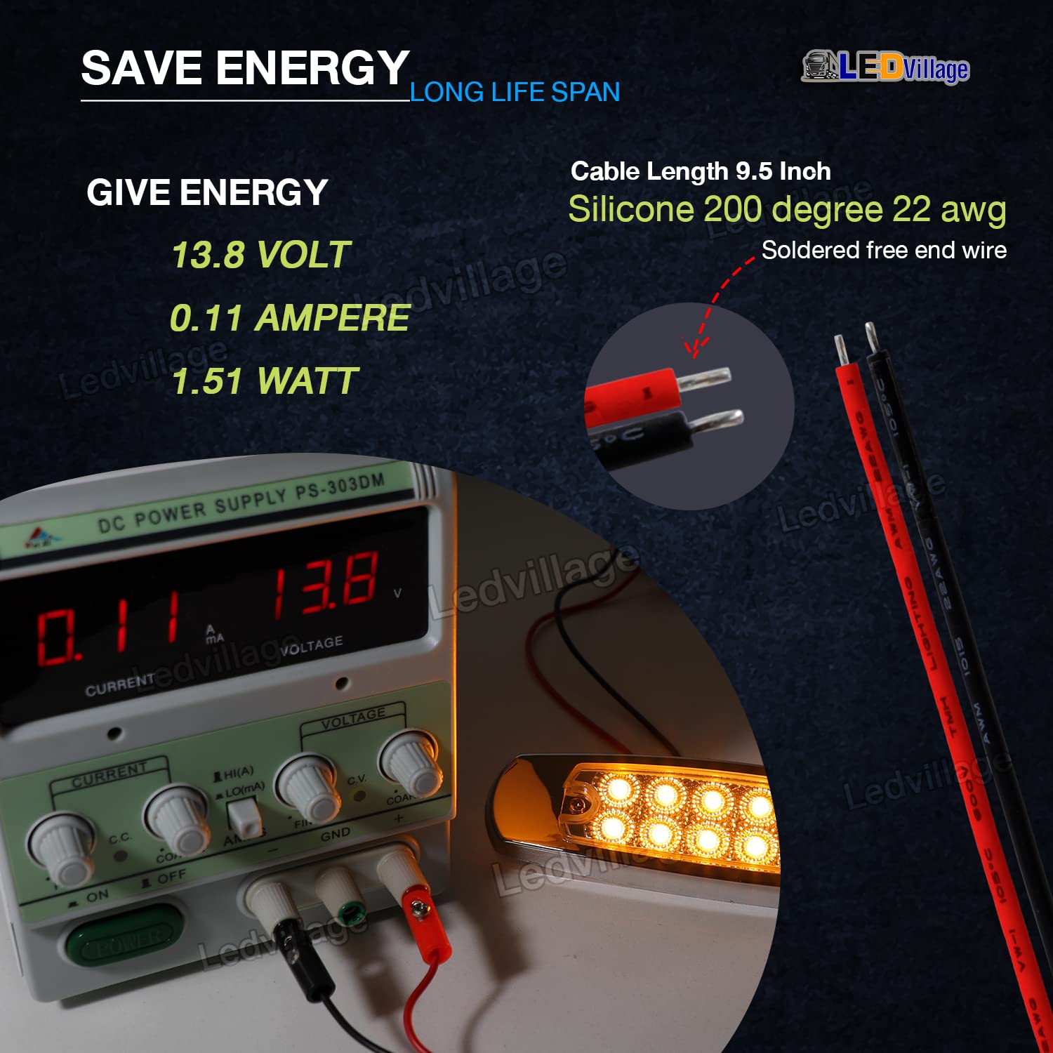 Ledvillage 20 Pcs 6.4 Inch Clear Lens Amber Led Side Marker Turn Signal Lights Clearance Parking Lamps For Truck Trailer Lorry Tow Rv W/Chrome Universal 12V Dc Bb12