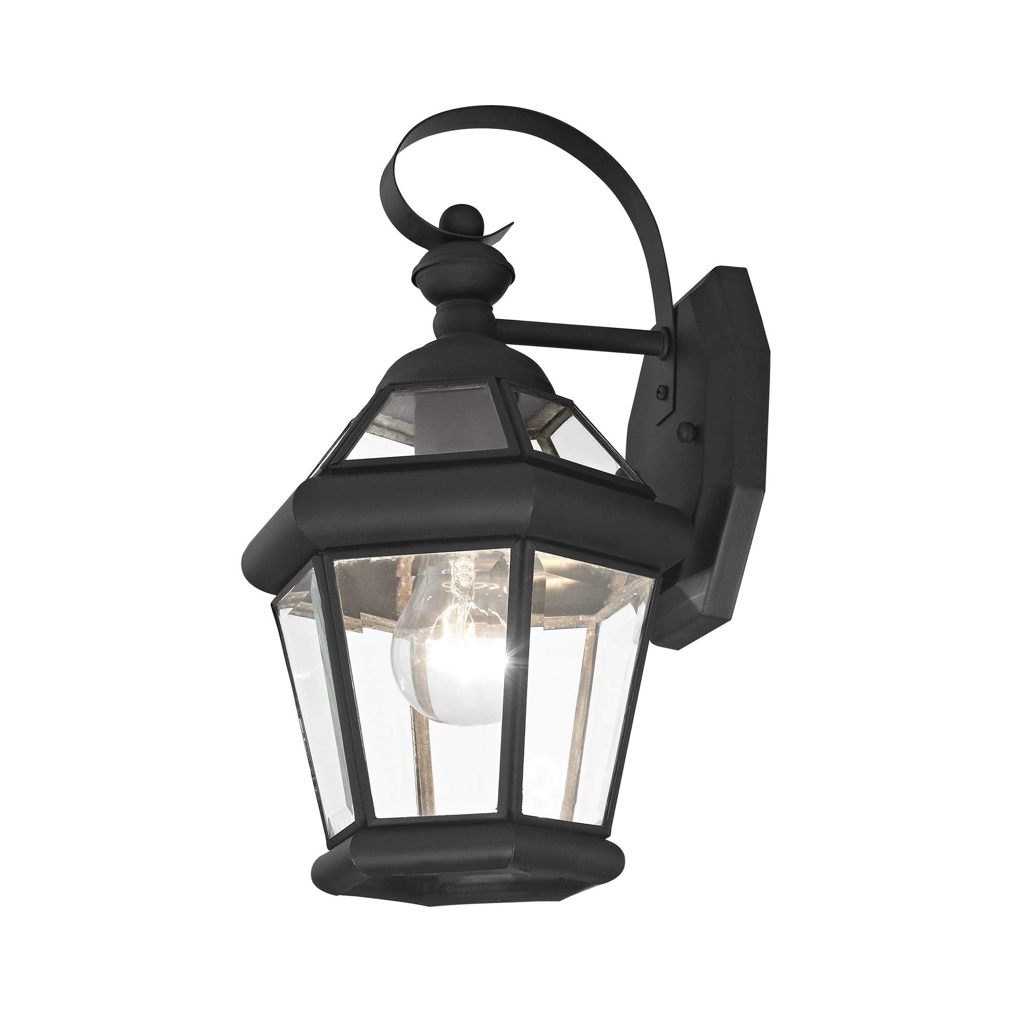 Livex Lighting 2061-02 Outdoor Wall Lantern With Clear Flat Glass Shades, Polished Brass