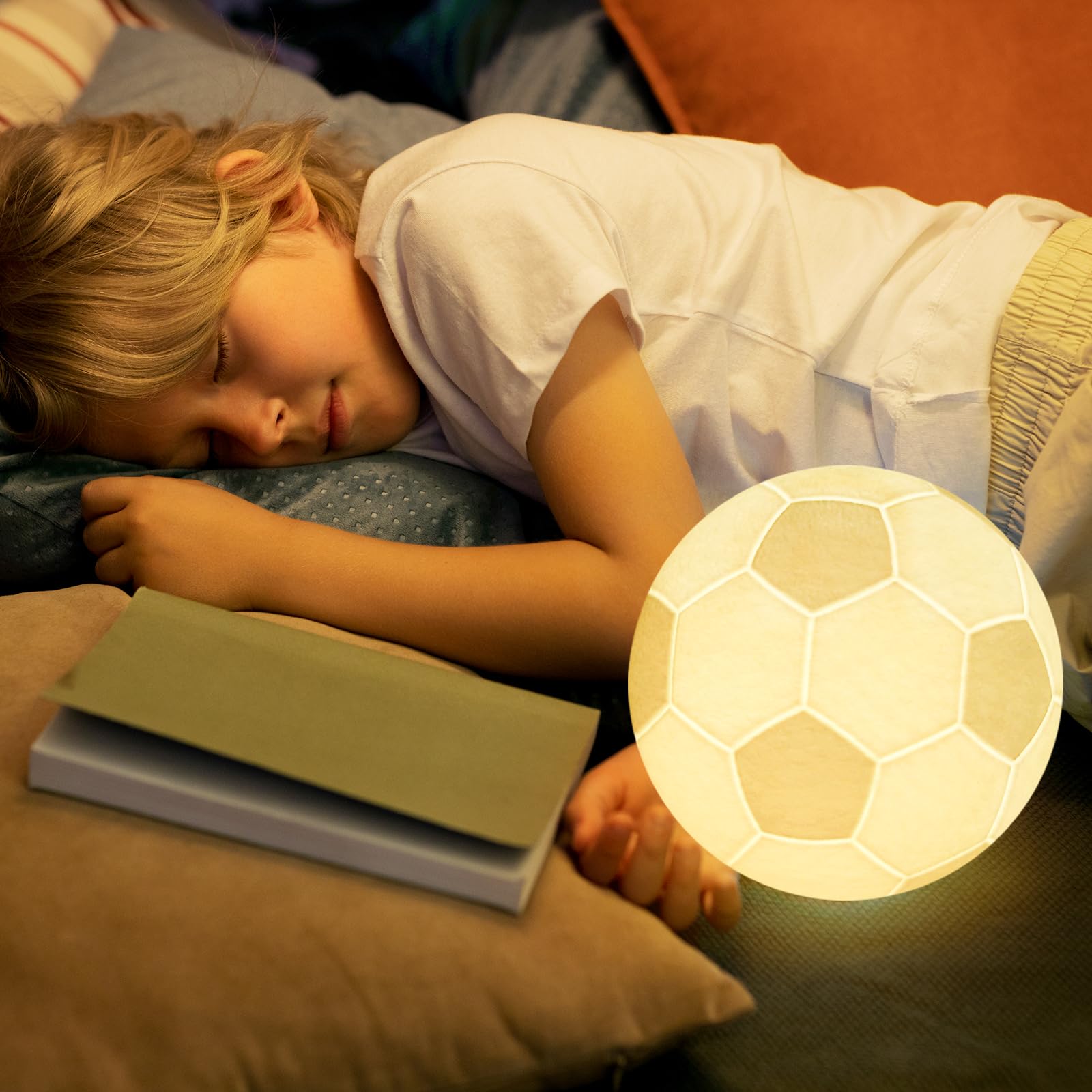 Mydhall Soccer Lamp Night Light, 16 Color Remote Control, 5.9in Table Lamp for Sports Fans, Graduation Gift, Model FT-15