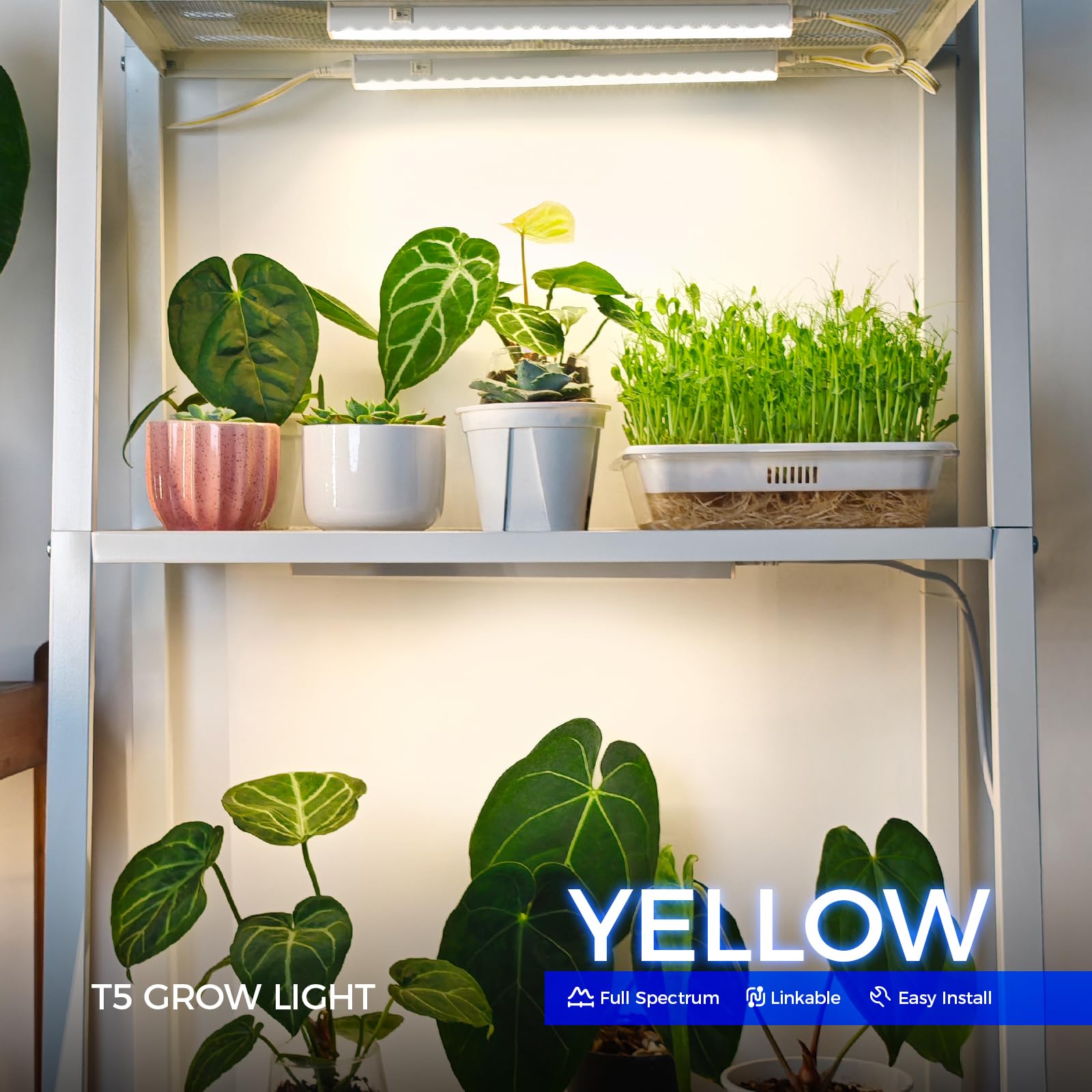 Barrina Grow Lights 1ft LED Plant Light Bulbs, Full Spectrum, Yellow, T5 Grow Light Strip, 8-Pack, Model INWT504009650Ec