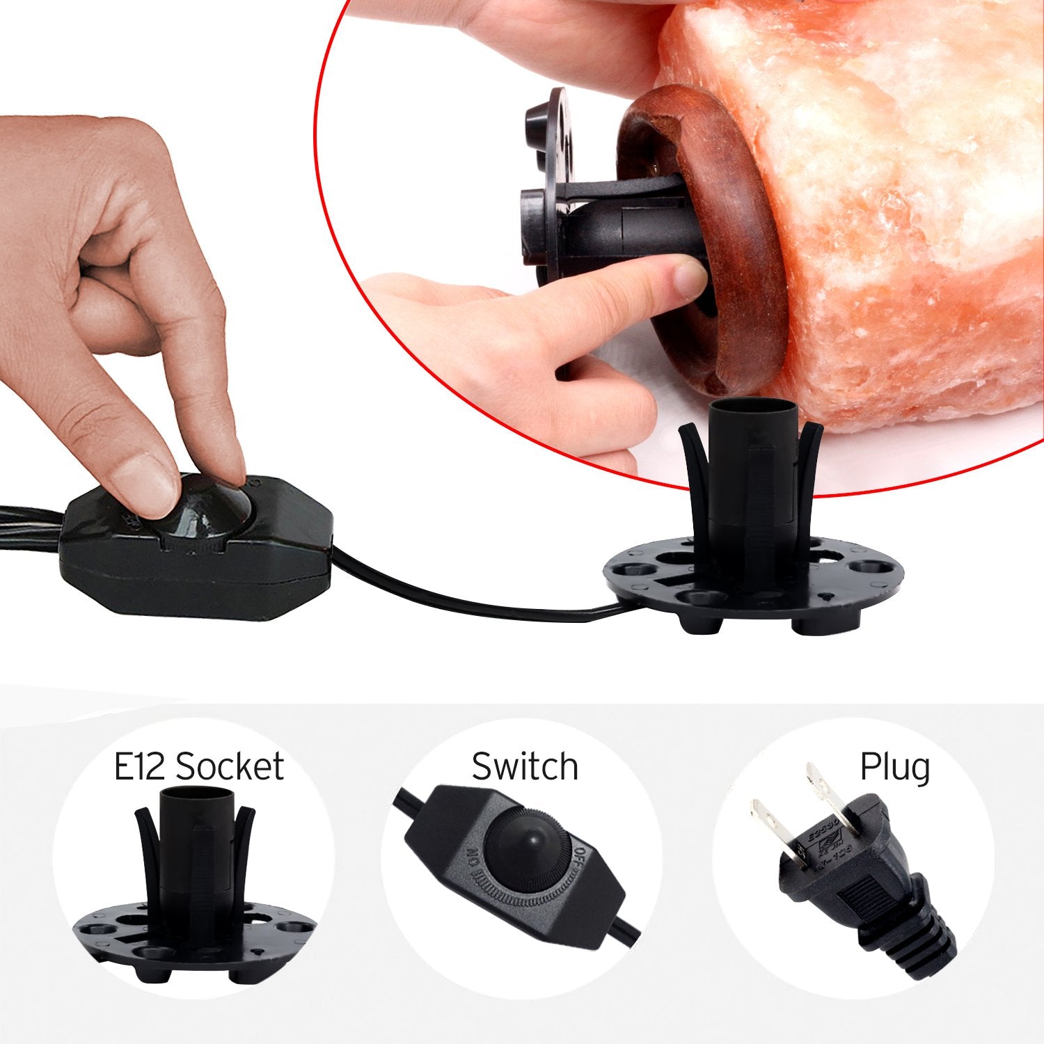 Betus Upgraded Himalayan Salt Lamp Power Cord With Dimmer & Base - Ul Listed 6Ft, 2 Free Bulbs