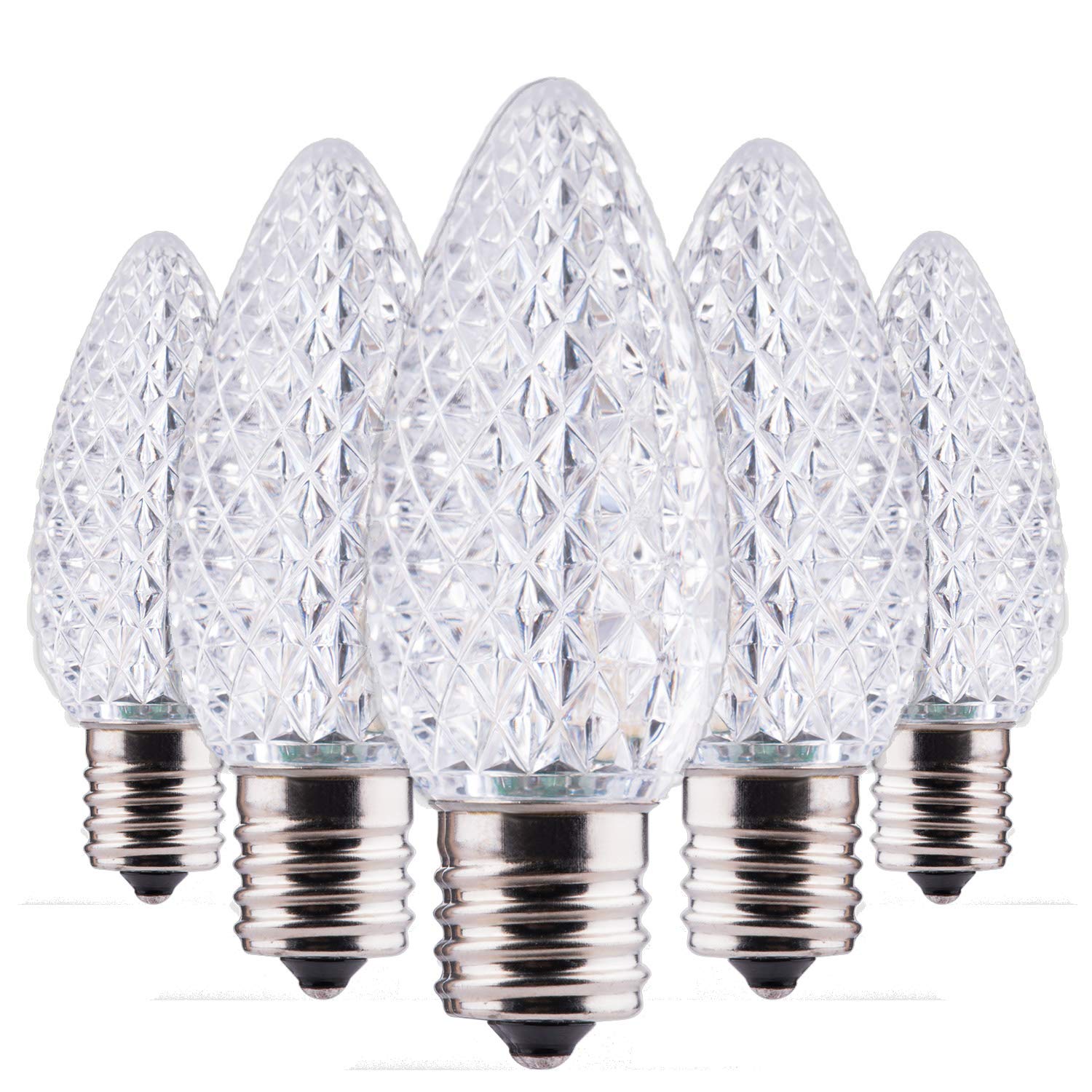 Minetom C9 LED Christmas Light Bulbs, Shatterproof, Cool White, E17 Base, 50 Pack