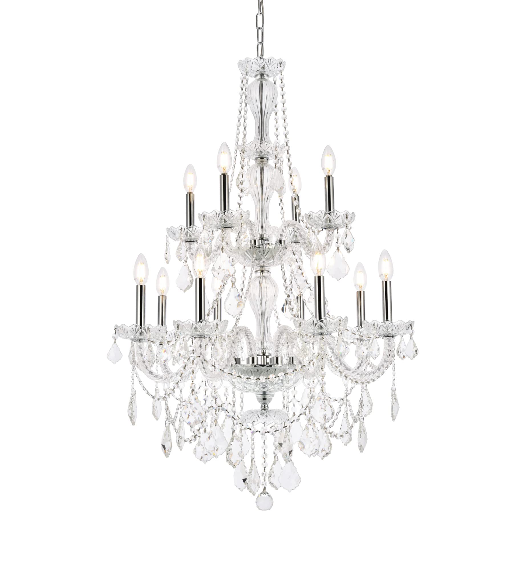Elegant Lighting Value Giselle 12 Light Chrome Chandelier Clear Royal Cut Crystal