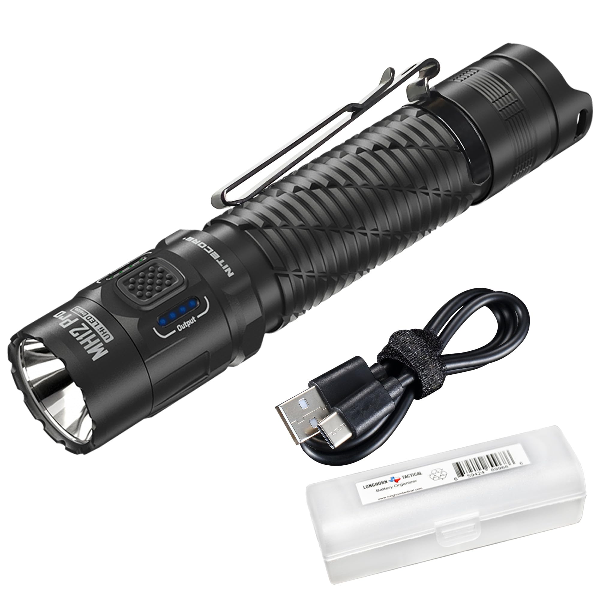 Nitecore Mh12 Pro Tactical Flashlight, 3300 Lumen High Lumen Usb-C Rechargeable Long Throw Compact Edc Duty Light With Holster A