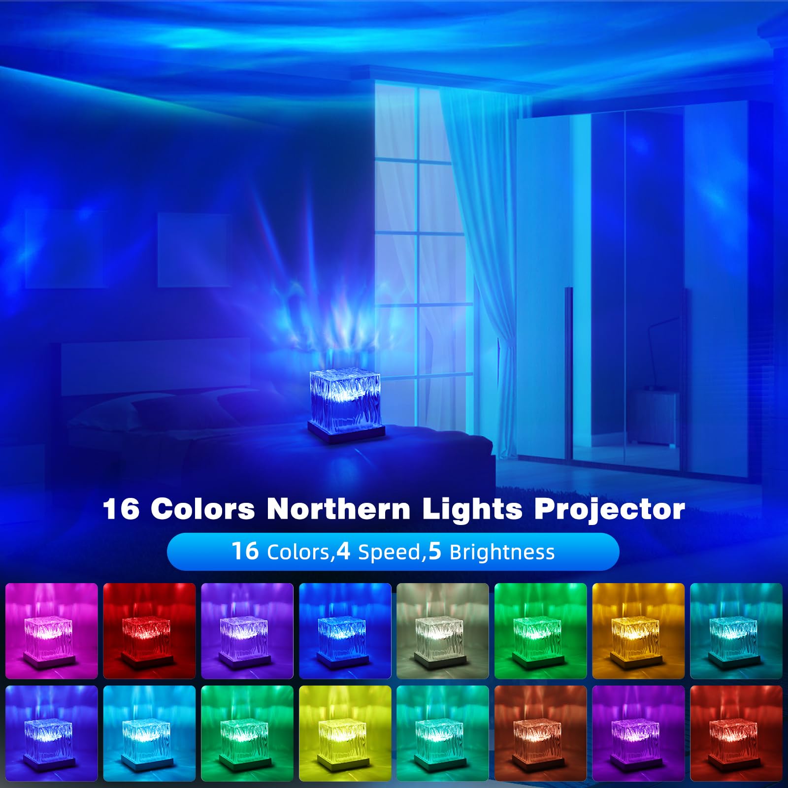 Dreamy Cubby Galaxy Projector, 16 Colors LED Light, Model LW10, White