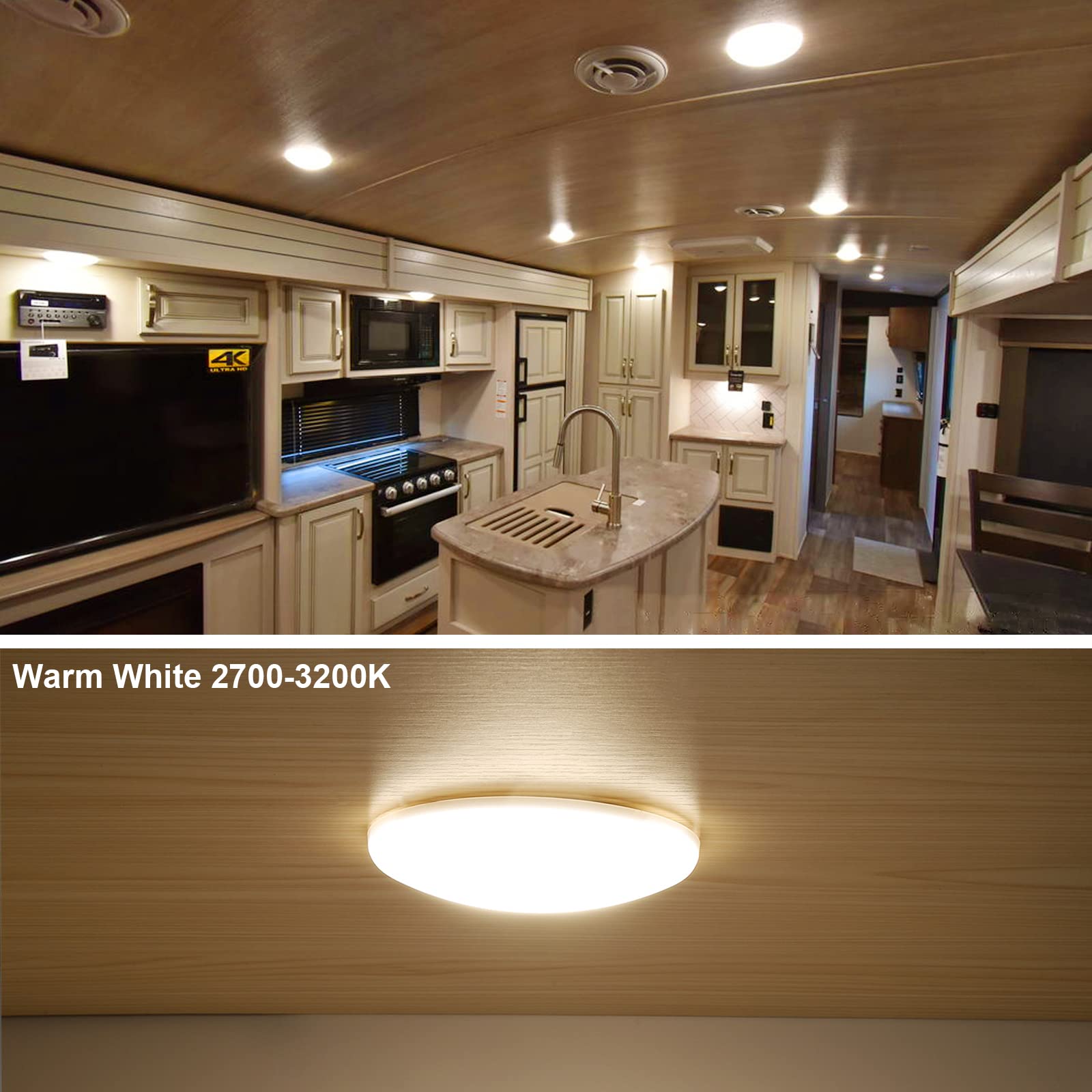 Rvzone 4.5 Inch Rv Led Ceiling Puck Light Rv Boat Interior Light Dc 12V Surface Mount Ceiling Dome Light, 4.5W Panel Downlight F