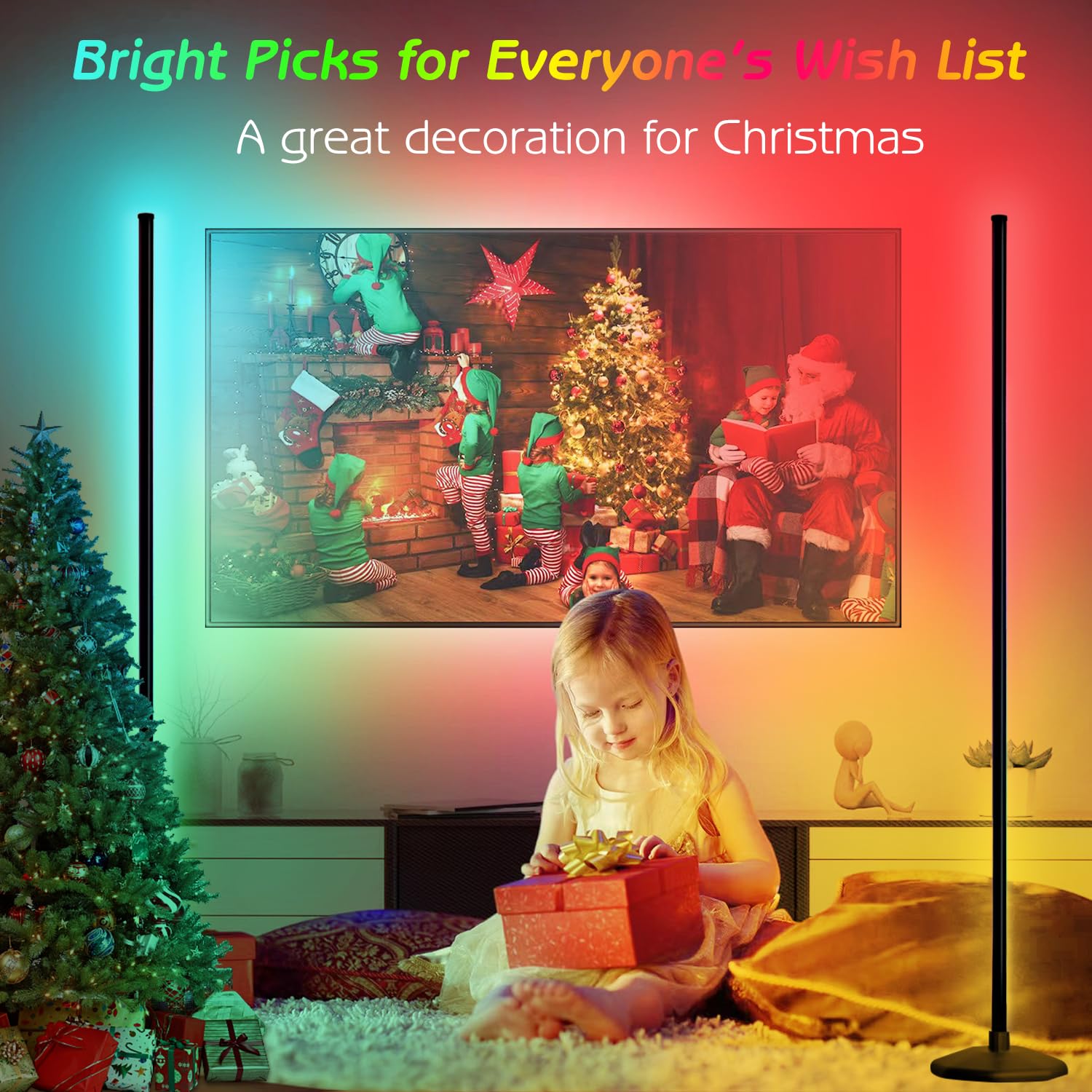 Lansuper Corner Floor Lamp, 65?Mart Rgb Led Corner Lamp With App And Remote Control, 16 Million Colors Changing Led Floor Lamp,6