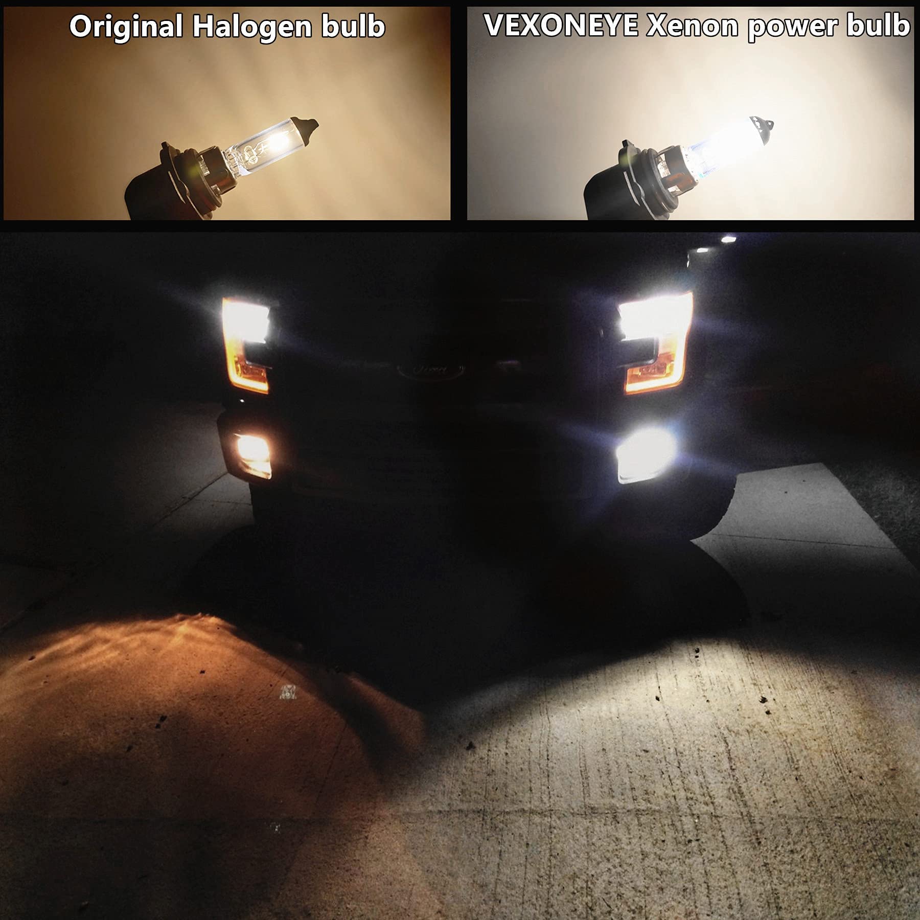 Vexoneye 9003/H4 Halogen Headlight Bulb, White Light 64193 12342 P43T 12V 60/55W 5000K 2 Pack Long Life