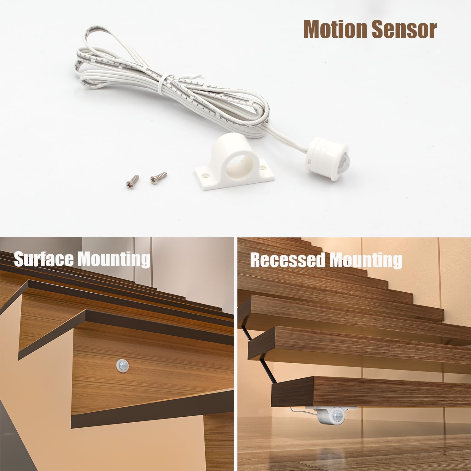 SuperStairLED Motion Triggered LED Stair Lighting Kit, 59ft Cuttable 3000K Warm White, Model SSL-5616, for 16 Stairs