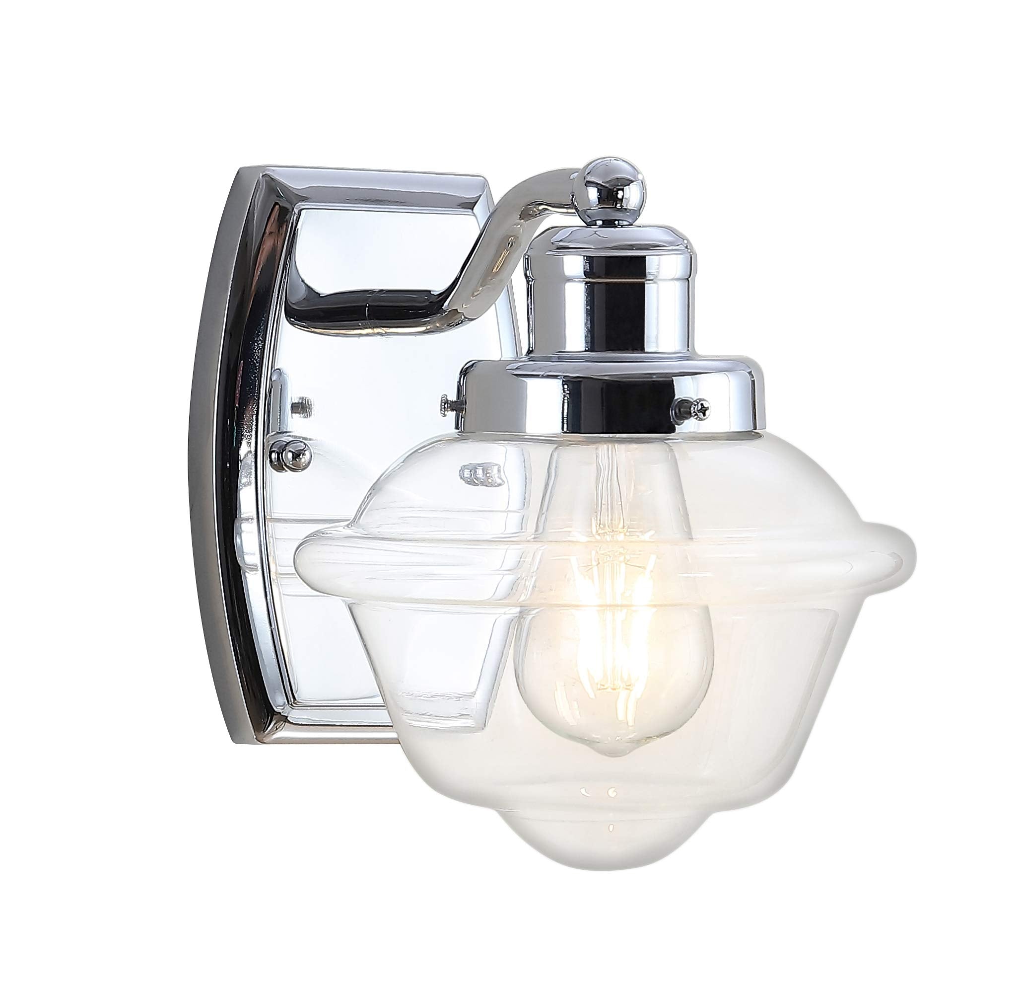 JONATHAN Y Orleans 7in 1-Light LED Vanity Light, Iron/Glass, Chrome, Model JYL3530A, for Entryway, Bathroom, Kitchen, Hallway