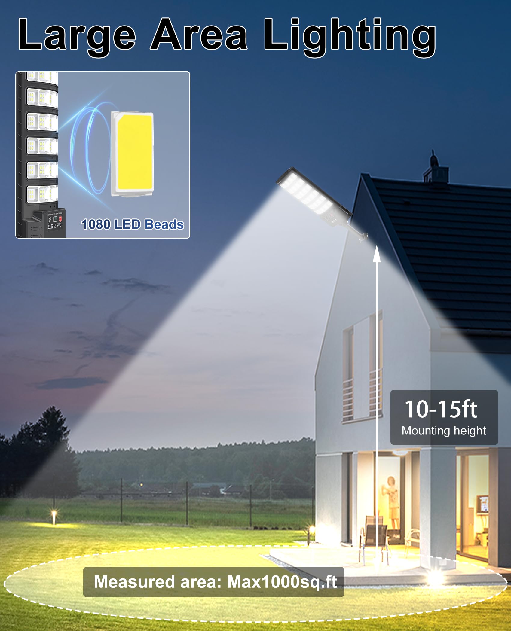 Jaynlt Solar Lights Outdoor  5 Lighting Modes Solar Flood Security Light With Motion Sensor & Dusk To Dawn&Remote  7000K Street Lamps For Yard  Entryway Garage - 2Pack