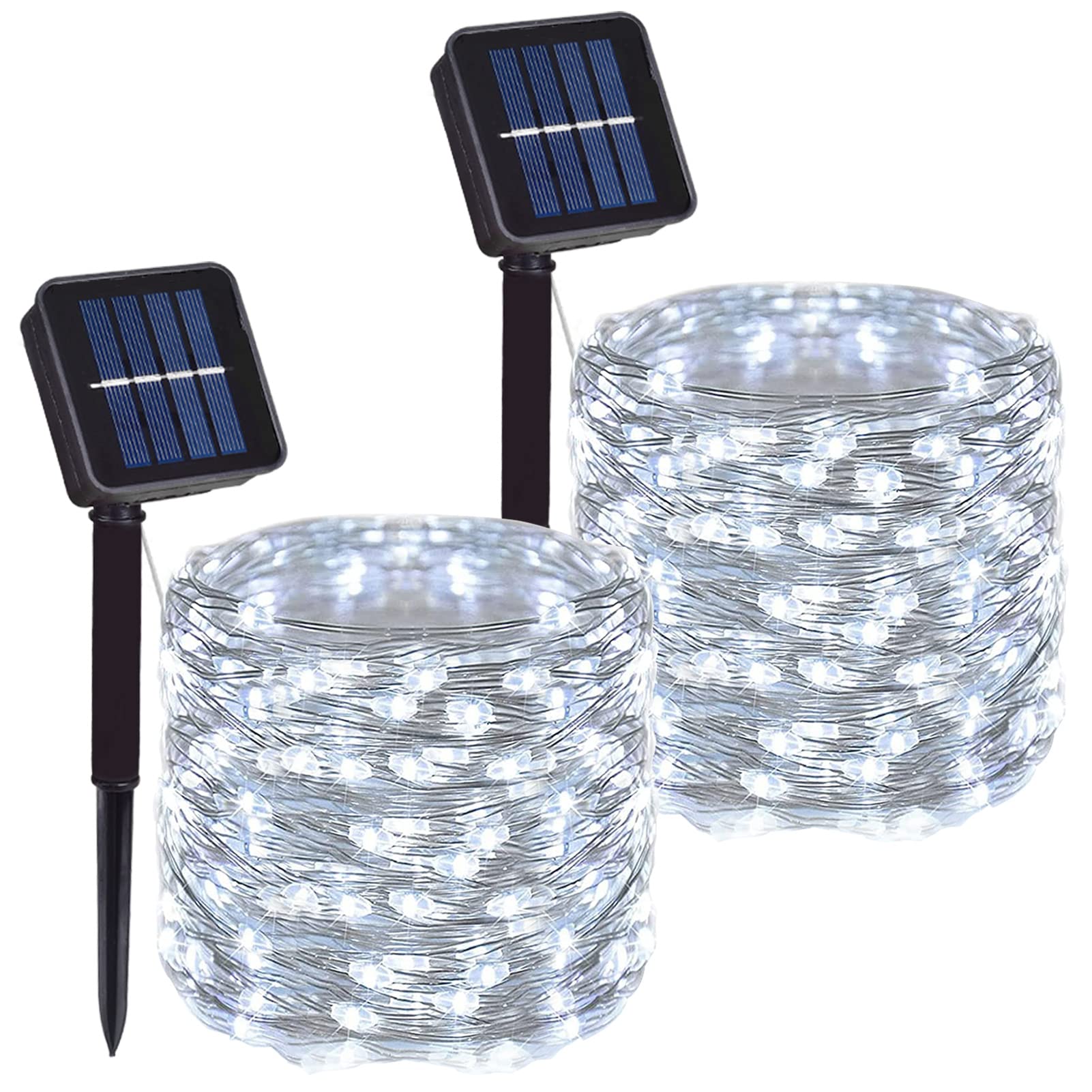 DAYLIGHTIR 100 LED Solar Powered Copper Wire String Lights, Waterproof, 8 Modes, Outdoor Fairy Lights, White