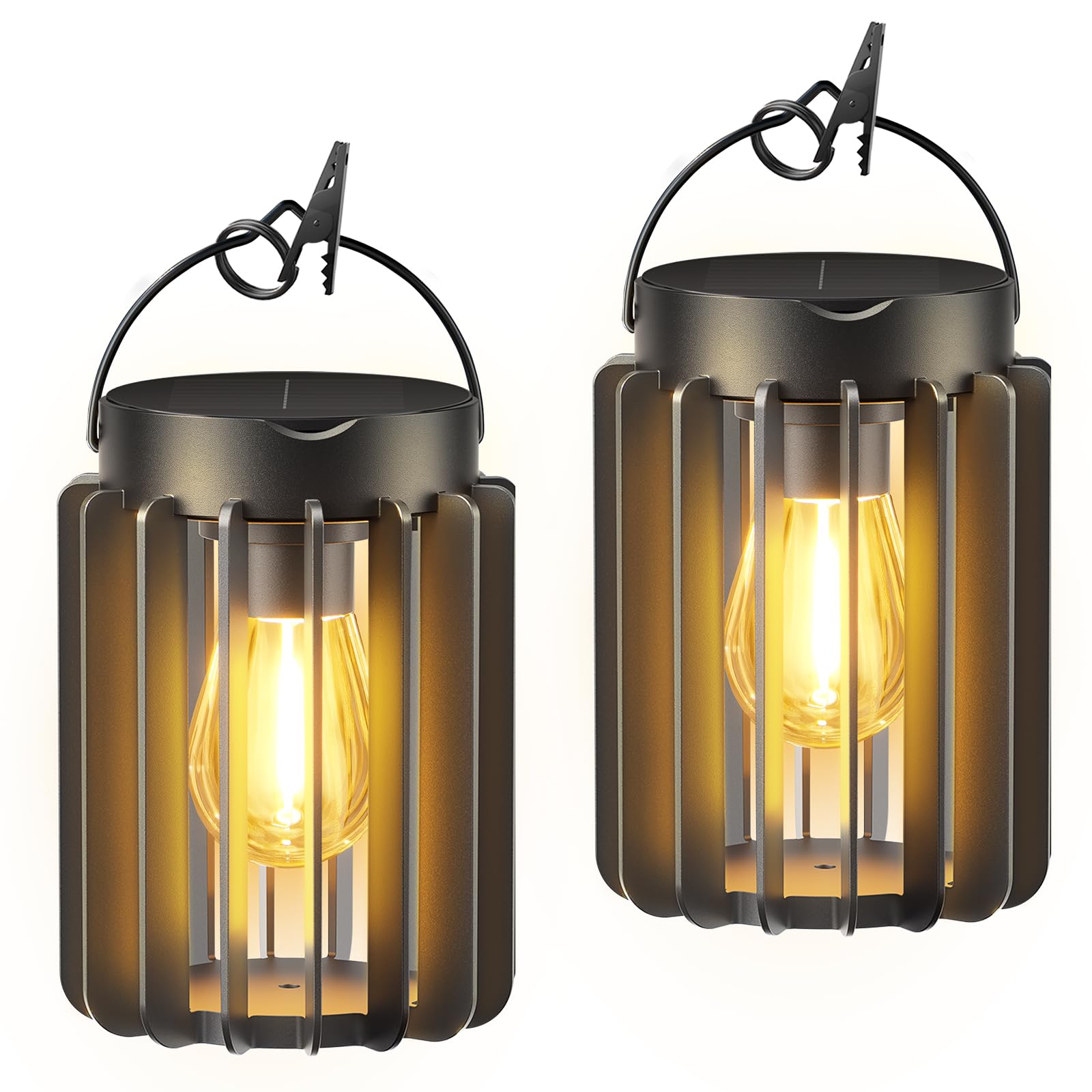 Ahaorigin Solar Lanterns Outdoor Waterproof  Brighter Up To 12 Hrs Outdoor Hanging Solar Lights  Outside Hanging Lanterns For Garden Porch Patio Yard Decor  Gifts For Women Mom Father Black 2 Pack