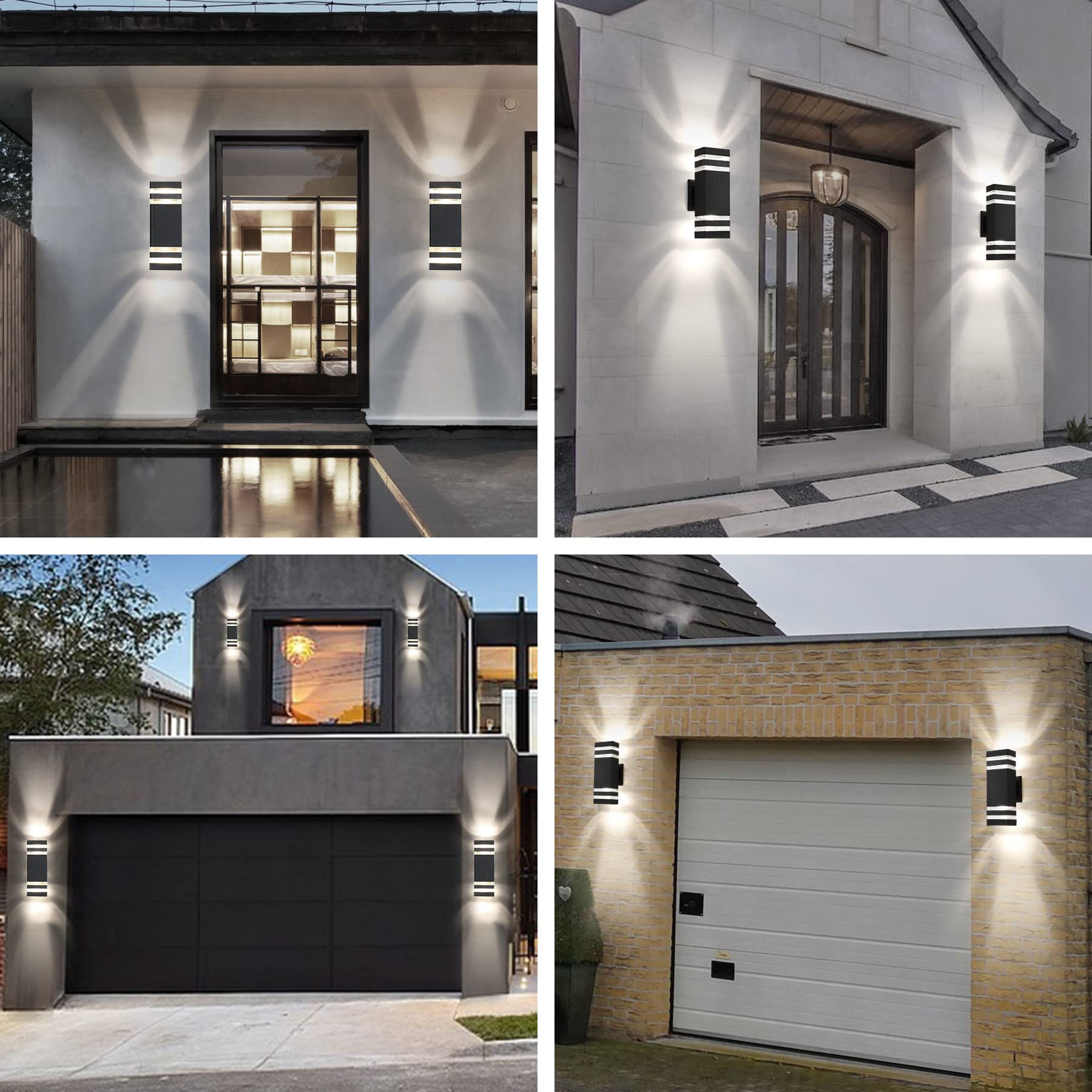 Zsmaiku Ip65 Outdoor Wall Light Fixtures, 3000K Warm White, 2-Pack, Black, 2-Tier