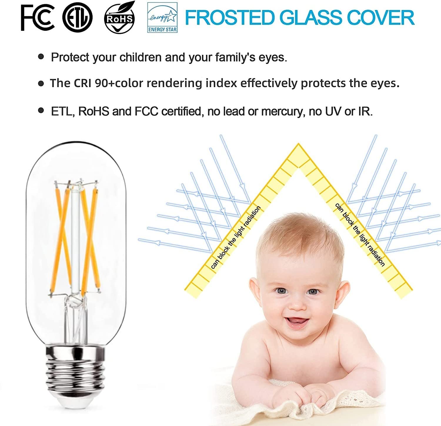 Notoc Dimmable E26 Led Light Bulb 6W,Equivalent 60W,E26 Tubular Light Bulb,Antique Clear Edison Filament Bulb 600 Lumens 2700K W