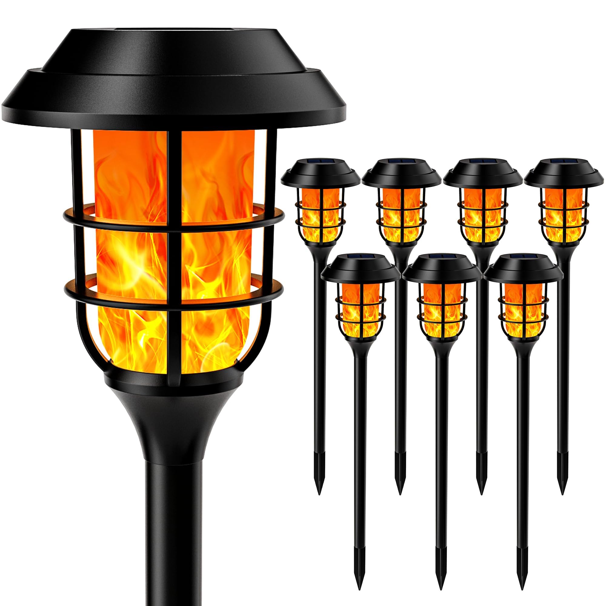Hmdecor Solar Lights Outdoor, 8 Pack Solar Torch Light With Flickering Flame,Solar Garden Lights Waterproof For Outdoor Decor, Yard, Patio,Pathway,Walkway.