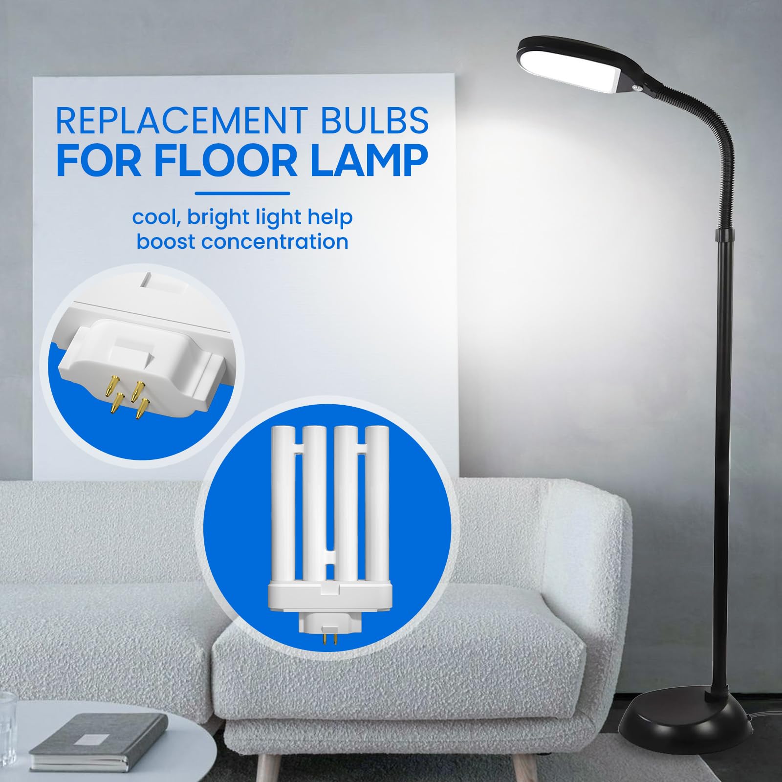 Lustaled 27W Fml27-65K Cfl Bulb, 6500K Daylight, 4-Pin Gx10Q-4 Base Compact Fluorescent Light Bulb, Quad Tubes Replacement Bulb