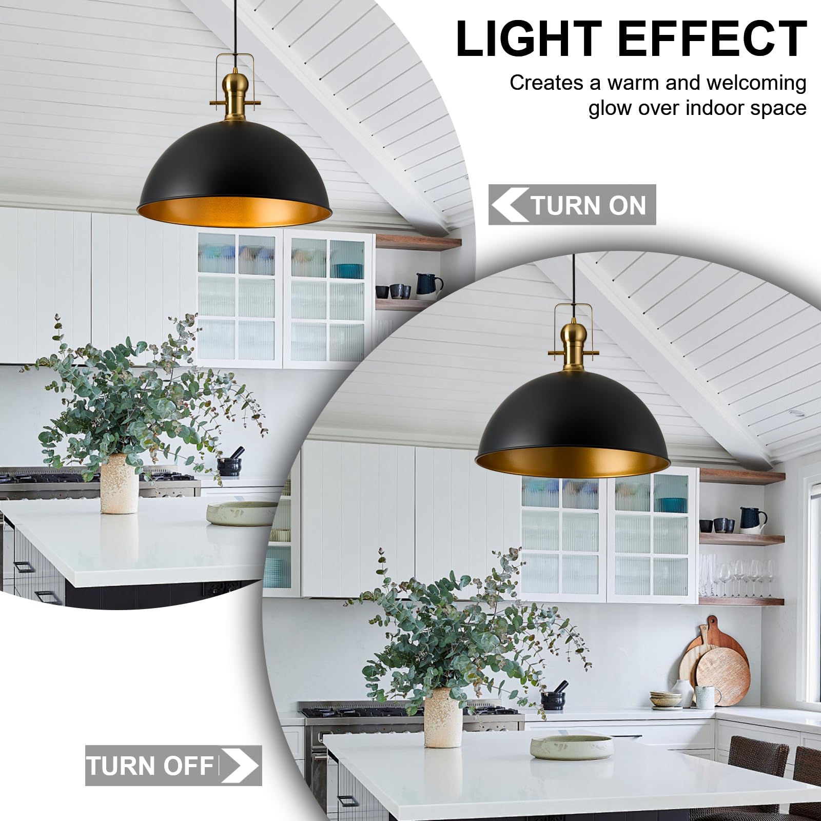 Alaislyc 18 Inch Black Farmhouse Pendant Lights Large Pendant Lights For Kitchen Island Industrial Adjustable Height Vintage Big
