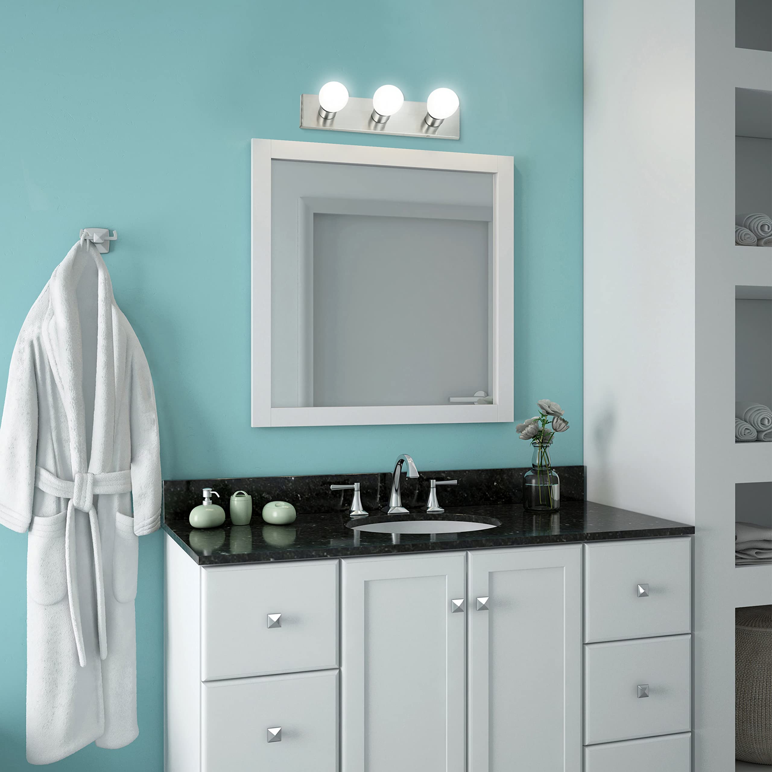 Design House 3-Light Vanity Light, Satin Nickel, Model 519280, Steel Material