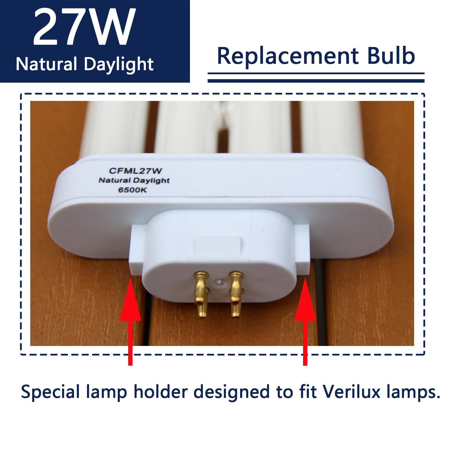 Valoisa 2 Pack Cfml27W Natural Daylight Spectrum Fluorescent Light Bulb,Replacement For Verilux Cfml27Vlx,6500K