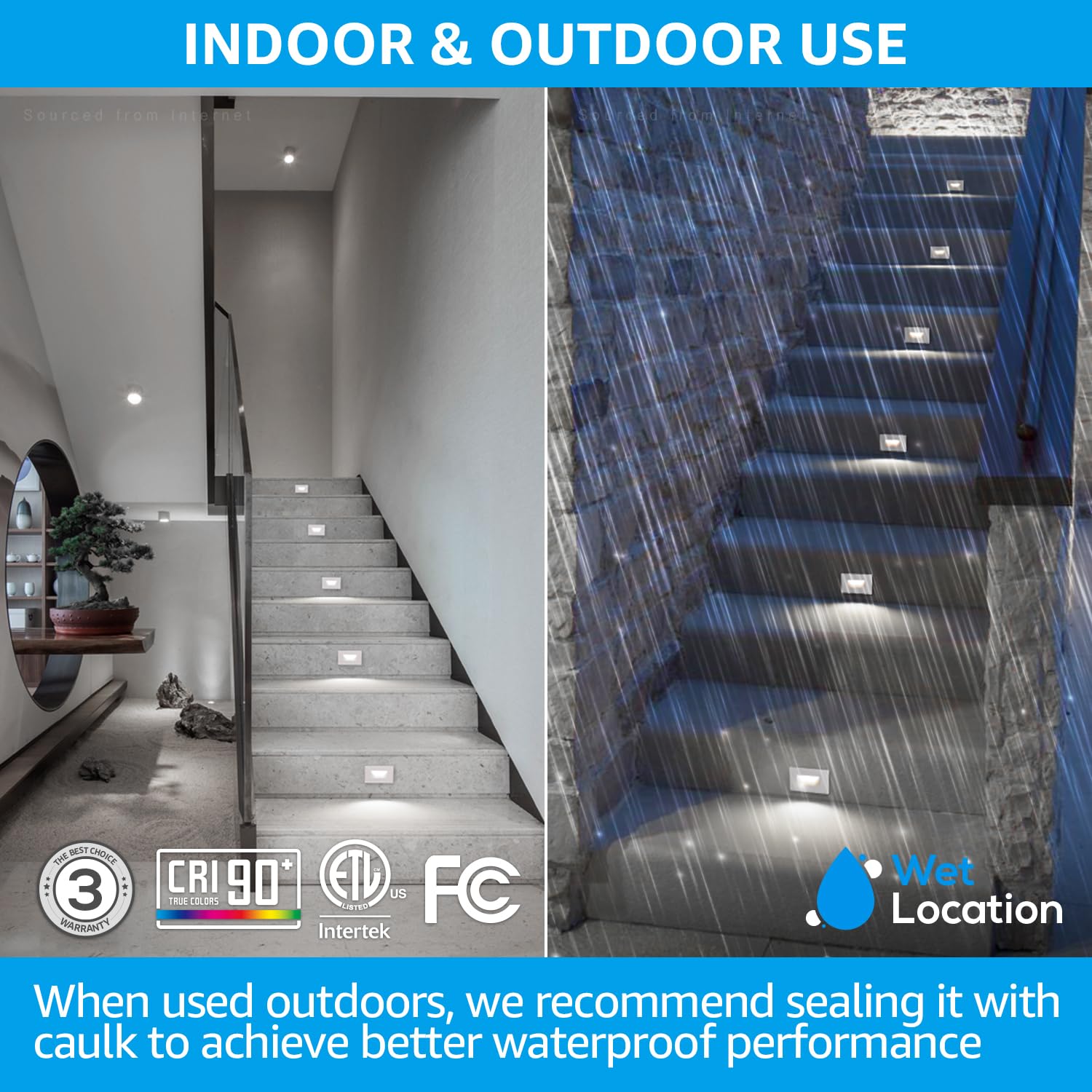 LEONLITE LED Step Lights, 5CCT Dimmable 3.5W, Waterproof, 4.72 Inch, Aluminum, White, Model SF3STCW-3WW
