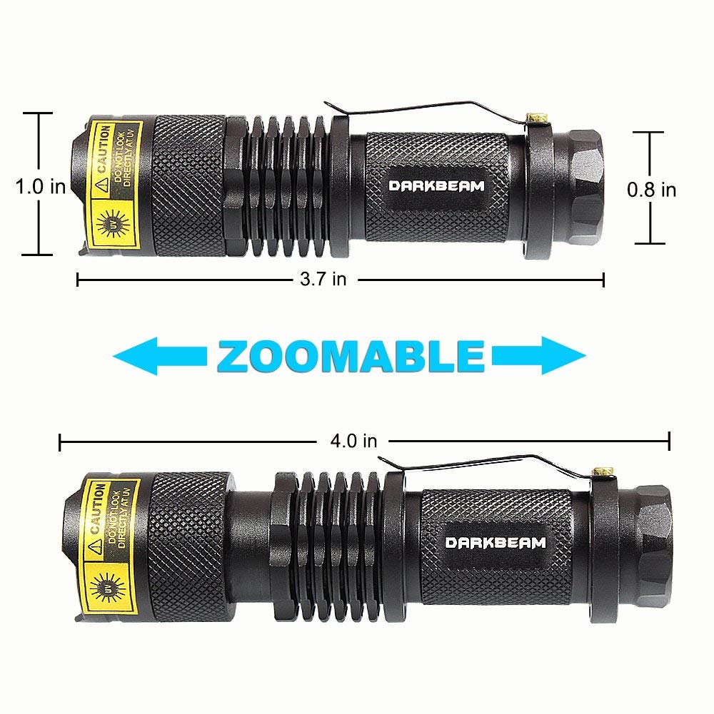 Darkbeam Uv 395Nm Flashlight Ultraviolet Led Light Blacklight Wood'S Lamp Portable 400Nm Mini Detector For Dog/Cat Urine Pet Sta