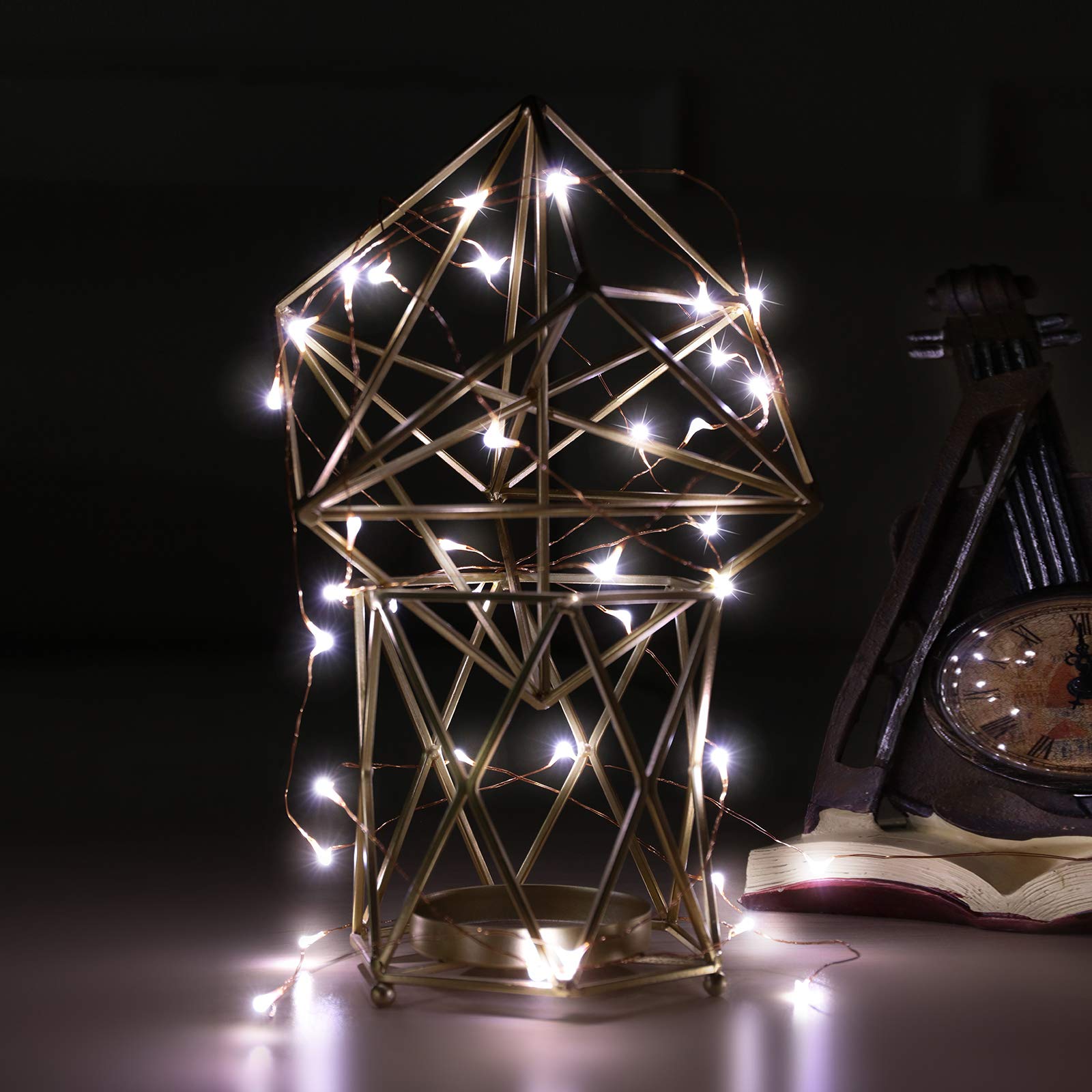 Mikasol Fairy Lights Battery Operated, 2 Packs Mini 3*Aaa Battery Powered Copper Wire Led Starry String Lights Firefly Lights For Bedroom, Christmas, Parties, Decoration (5M/16Ft Cool White)