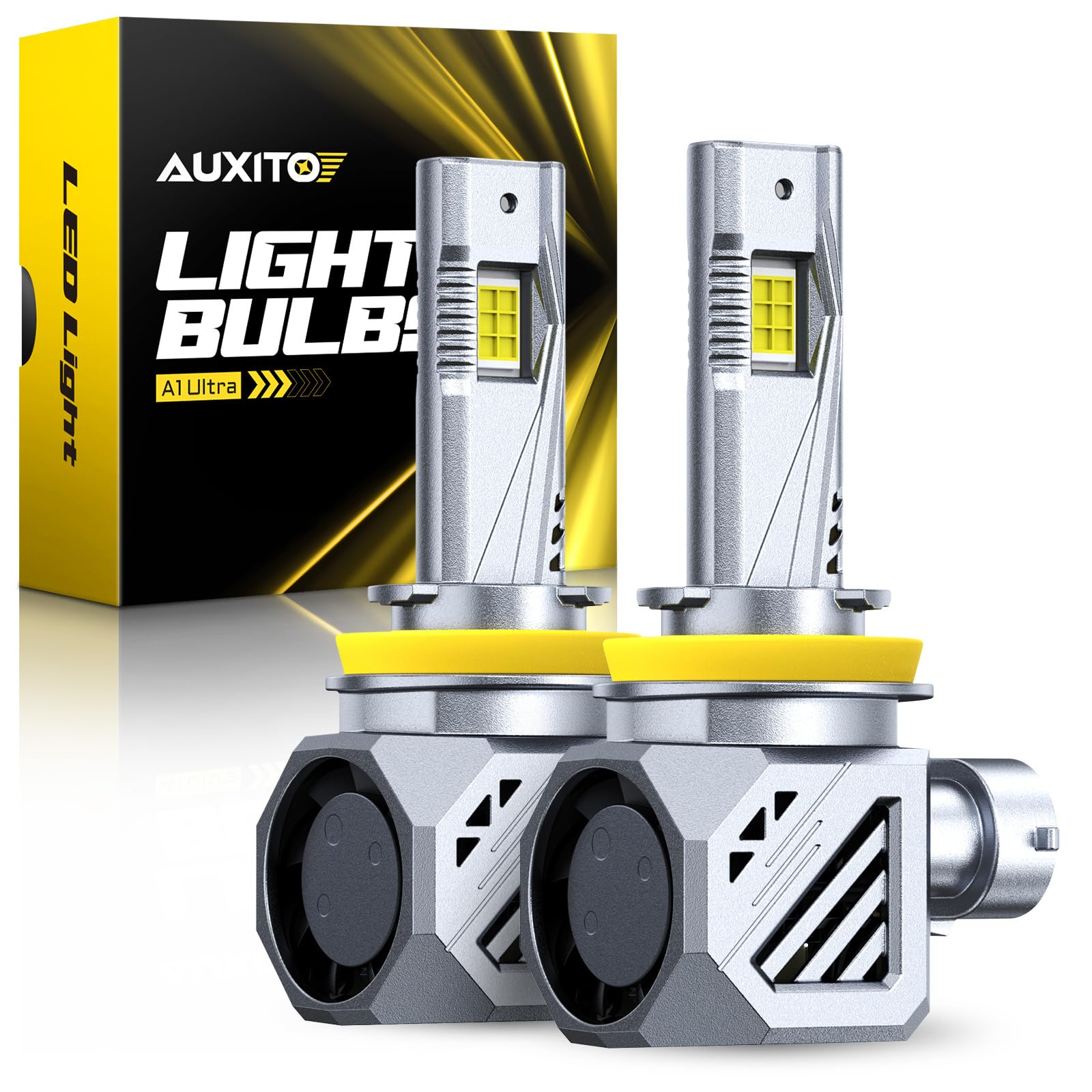 AUXITO H11 H8 H9 LED Fog Light Bulbs, 48000LM 6500K Cool White, 30 Years Lifespan, No Flicker