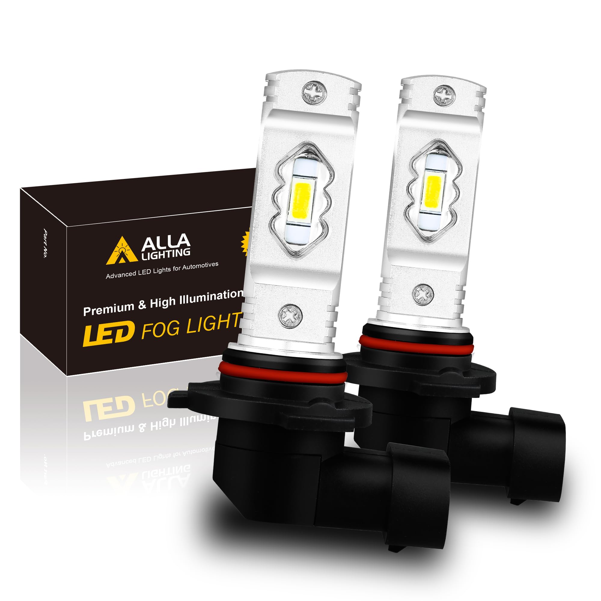 Alla Lighting LED Fog Light Bulbs 3800lm H10 9145 PY20D 6000K Xenon White Model ETI-56 SMD
