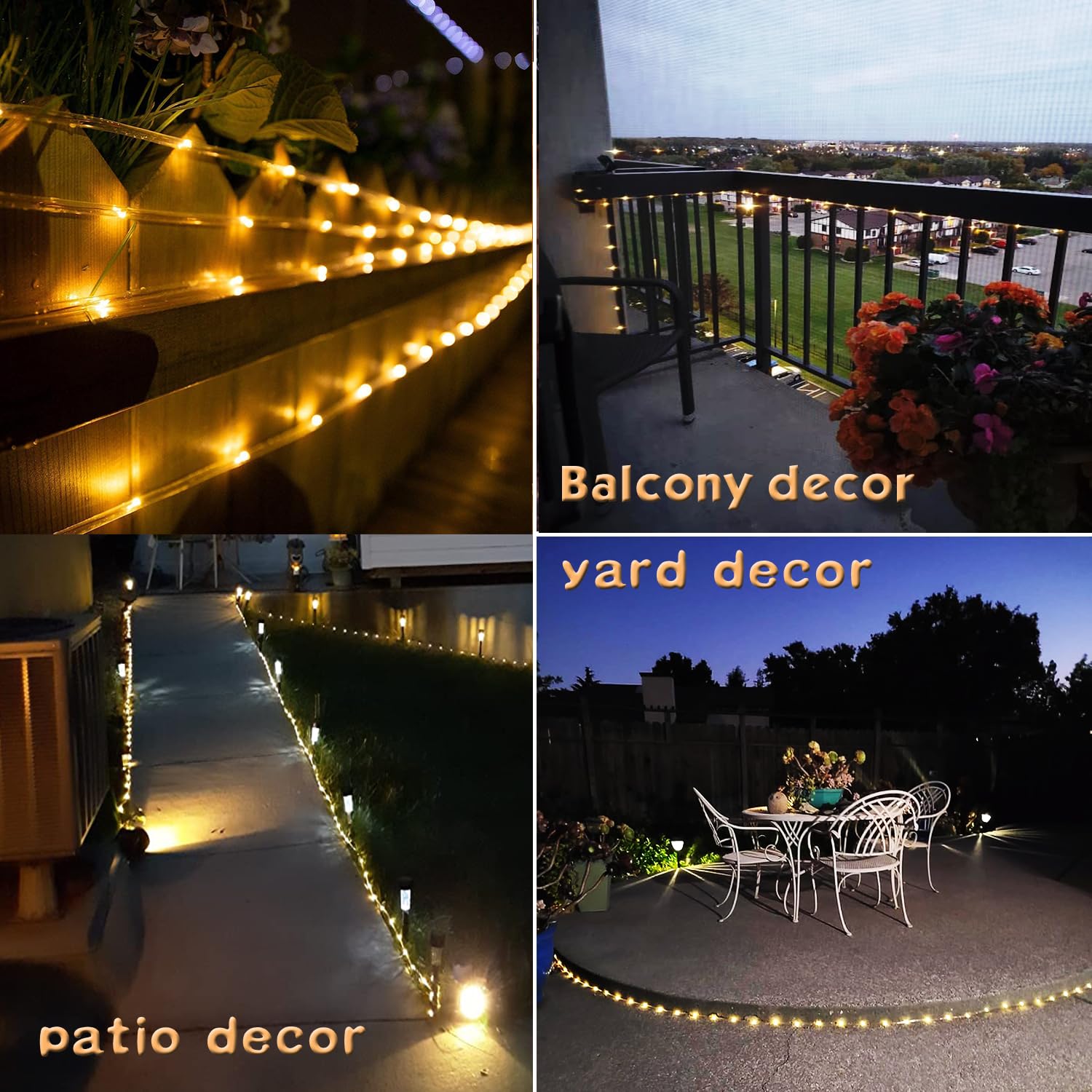 Lairtpow 39Ft Solar Rope Light, 100 Leds, Waterproof Ip65, Warm White For Outdoor Decoration