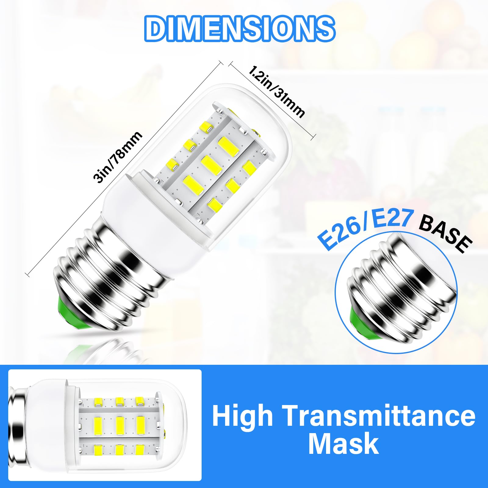 Upgraded Led Refrigerator Light Bulbs, Kei D34L Refrigerator Bulb Fit For Frigidaire Kenmore, Electrolux, Replaces Ap6278388 Ps1