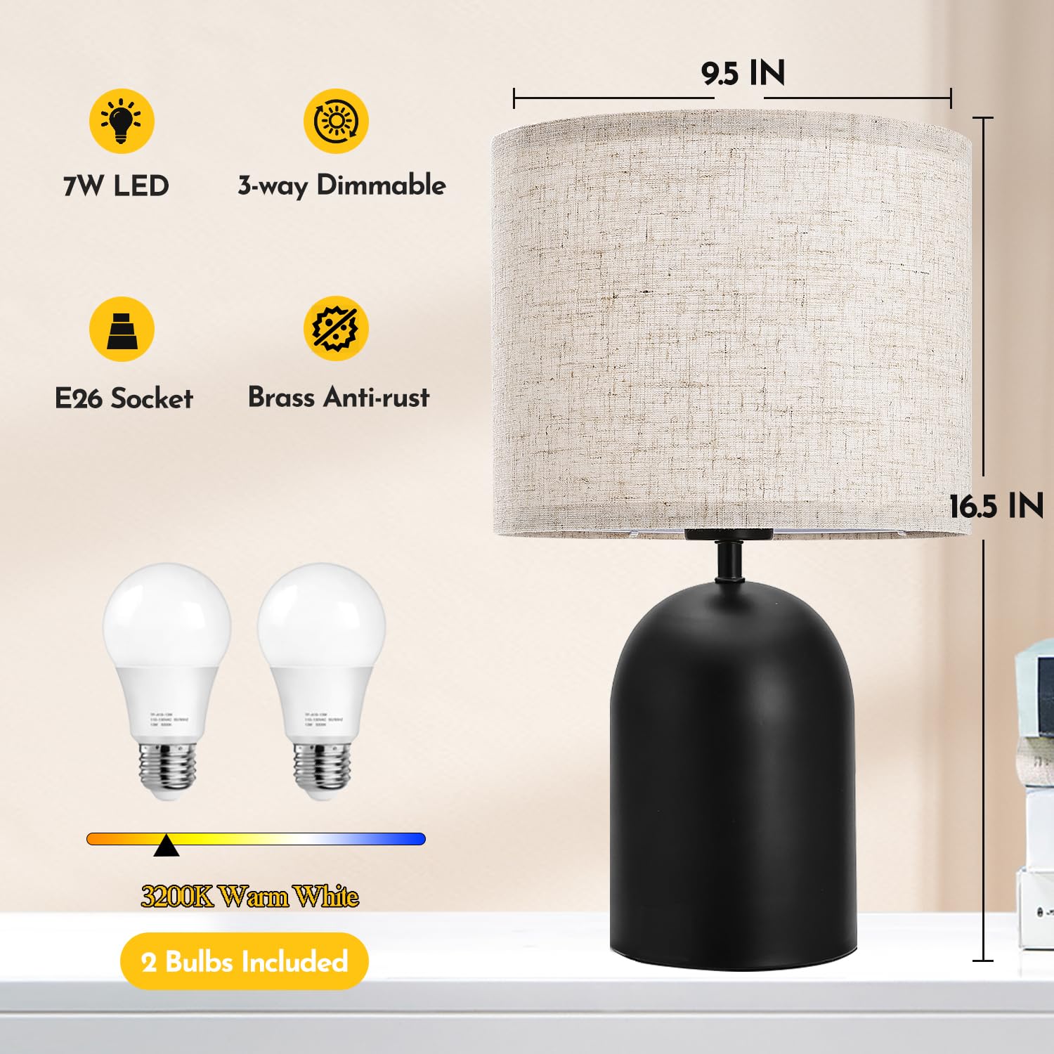 Momyofdy Touch Control Table Lamps Set Of 2 Dimmable Lamps For Nightstand Bedside Bedroom Small Modern Table Lamp Black& Gold To