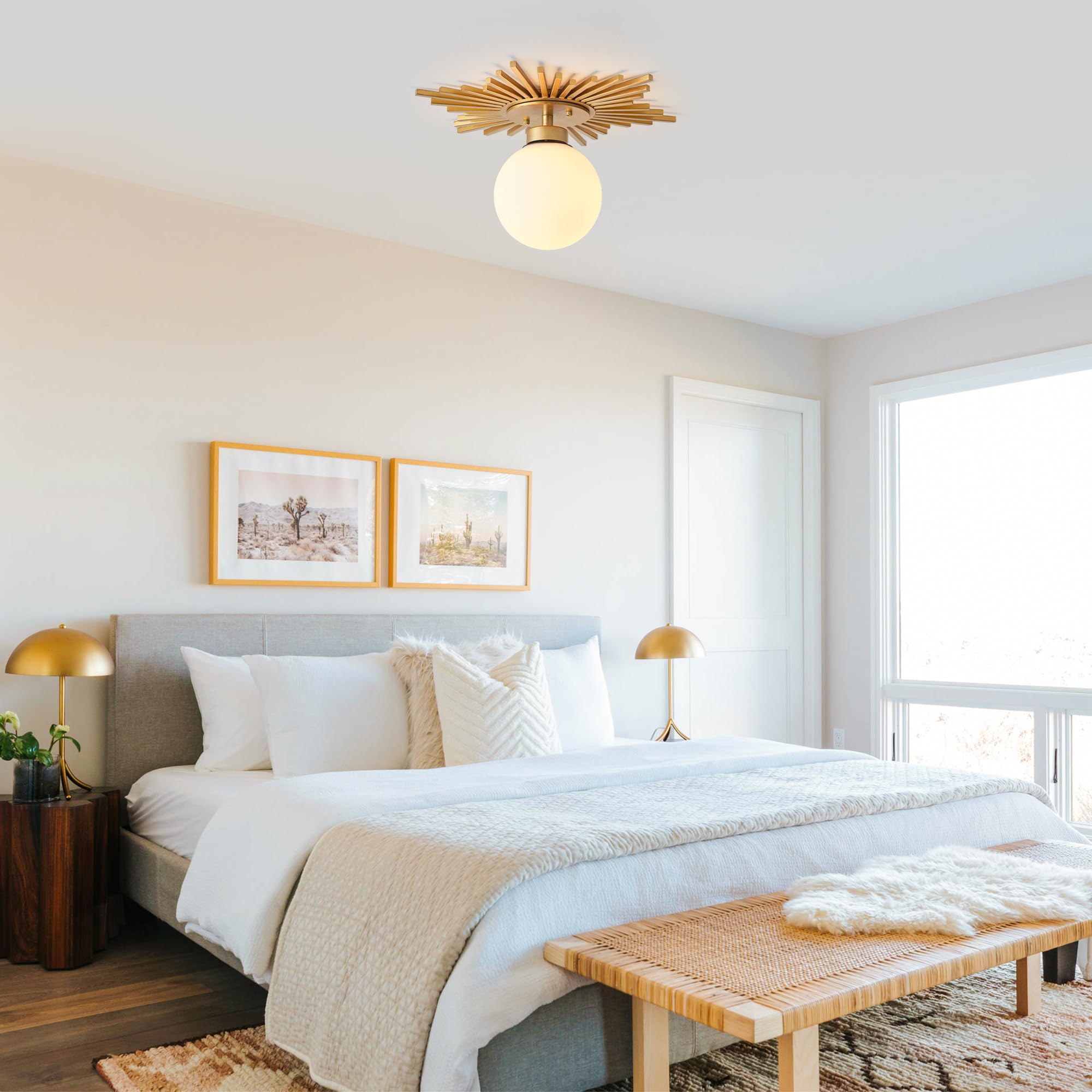 Gold Chandeliers For Dining Room Semi Flush Mount Ceiling Lights Over Table Pendant Lamp For Kitchen Bedroom Entryway Hallway Living Room  E26 Base  Bulb Not Included  18 Inch