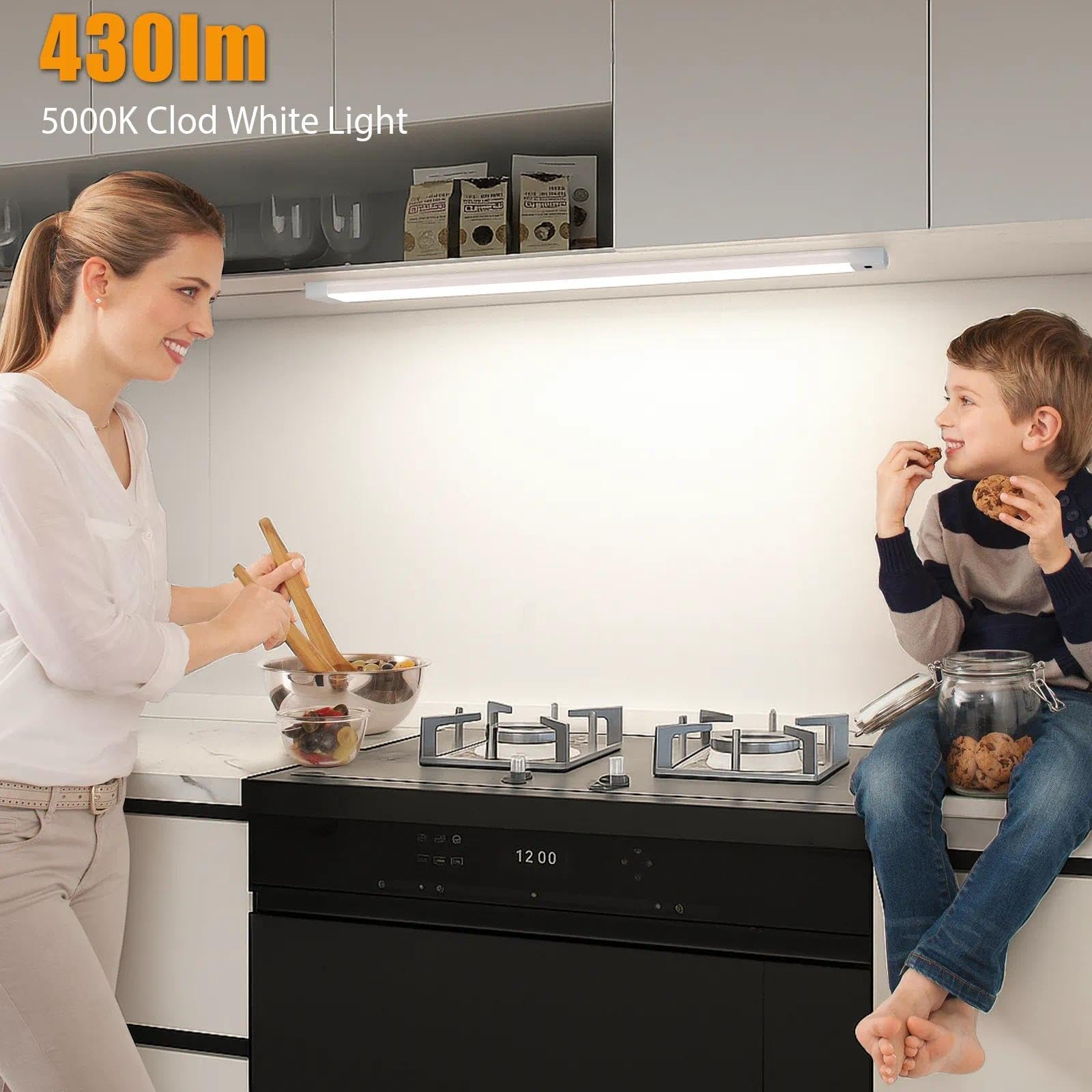 MYPLUS Under Cabinet Lights, 16 Inch LED Dimmable, 5000K Cold White, Plastic, Model GG111-5K, Ideal for Kitchen, Closet, and Desk Lighting