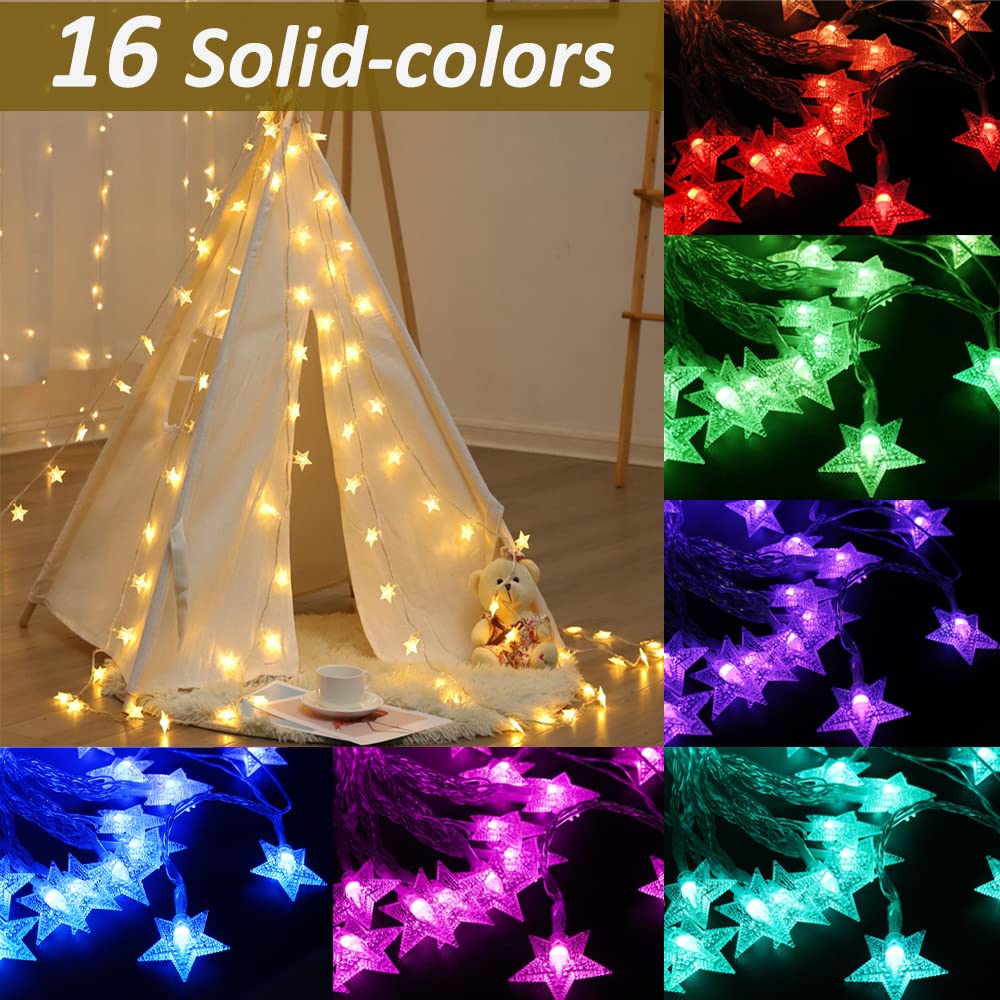 Solhice 40Ft Color Changing Star String Lights For Bedroom 120 Leds, Indoor Fairy Lights Usb Powered With Remote, Hanging Bunk Bed Lights For Kids Room, Starry Lights For Dorm Tent Decor