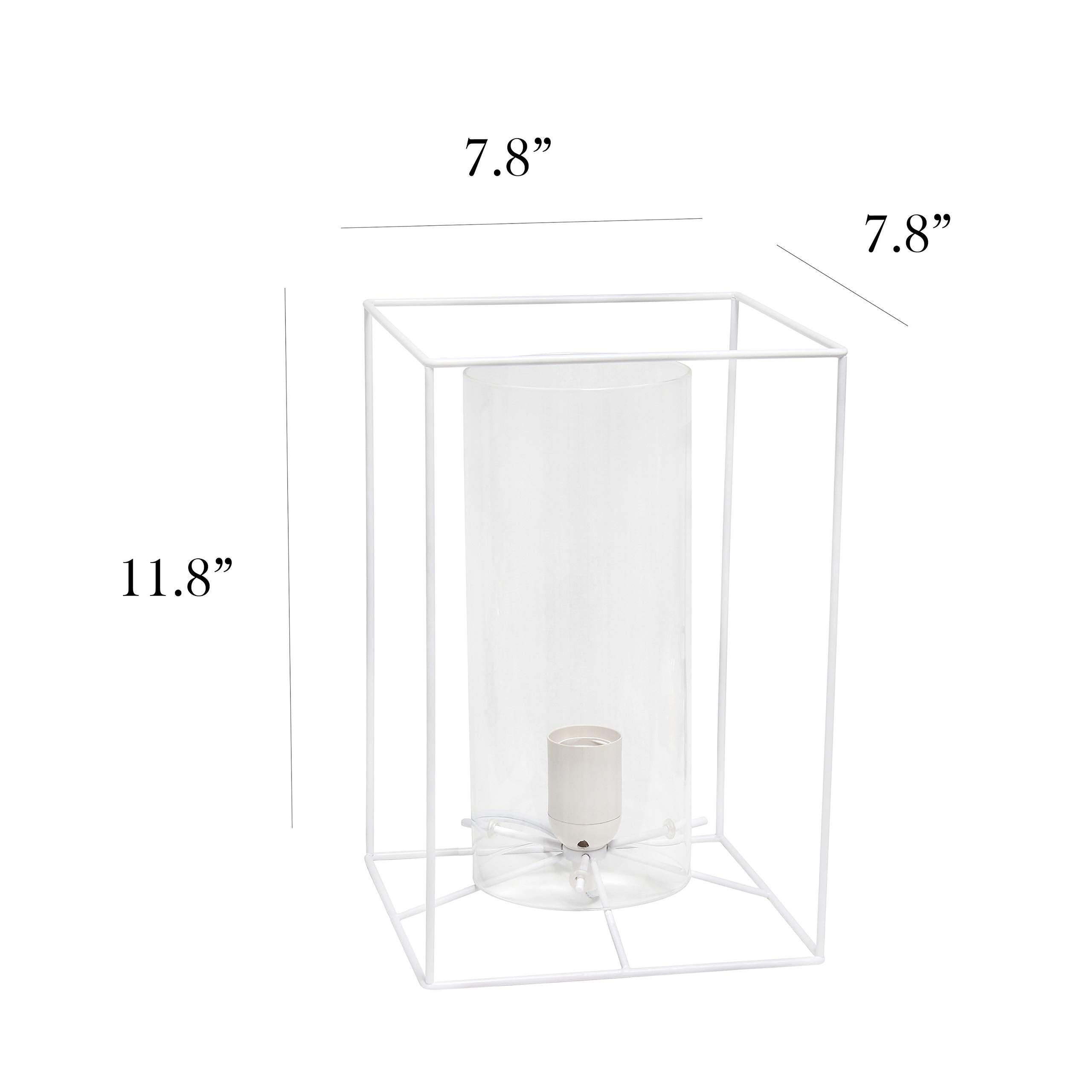 Elegant Designs LT2070-WHT Table Lamp, Large 11.8in, Metal, White & Clear Glass